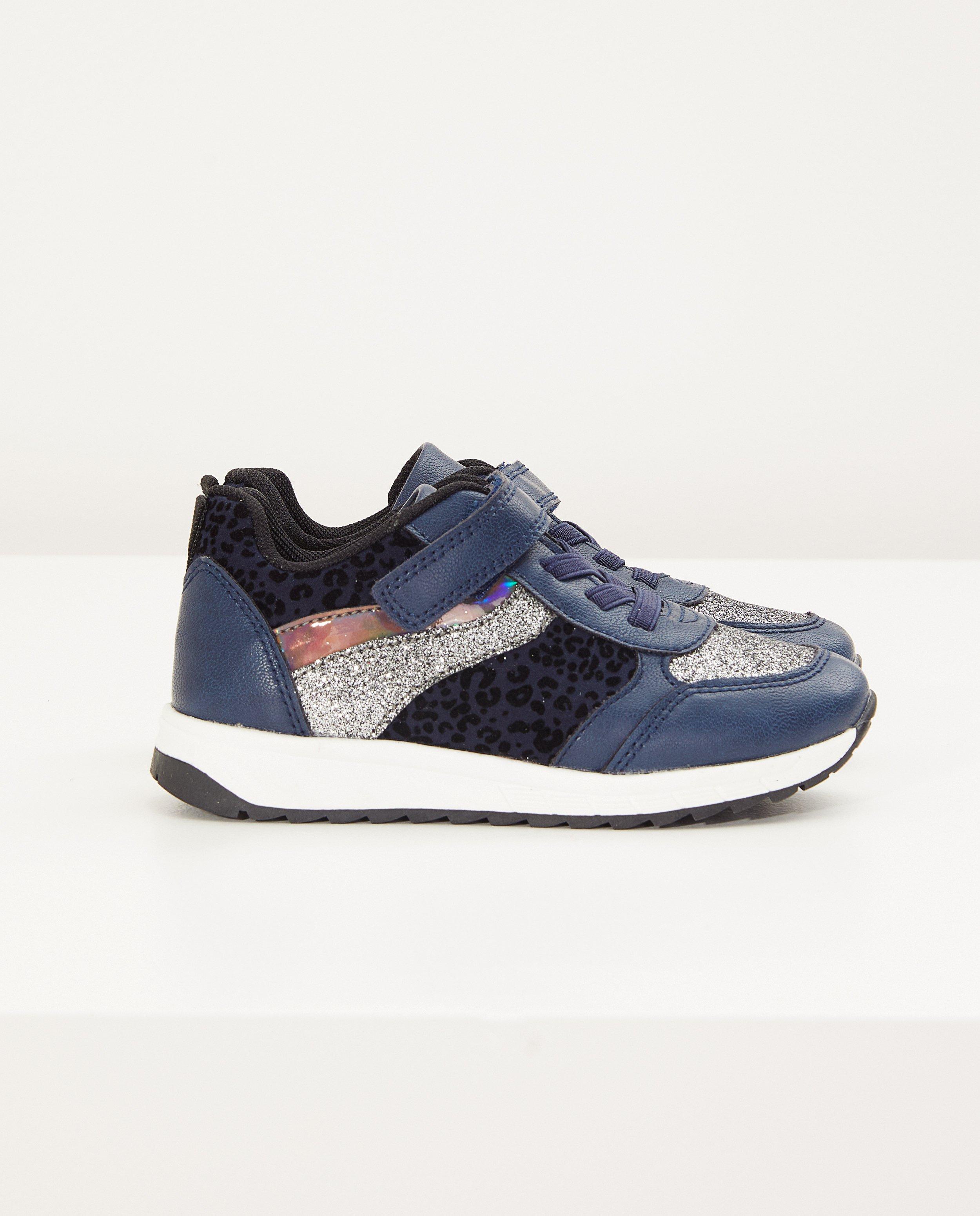 Blauwe sneakers, maat 27-32 - met print en glitter - Sprox