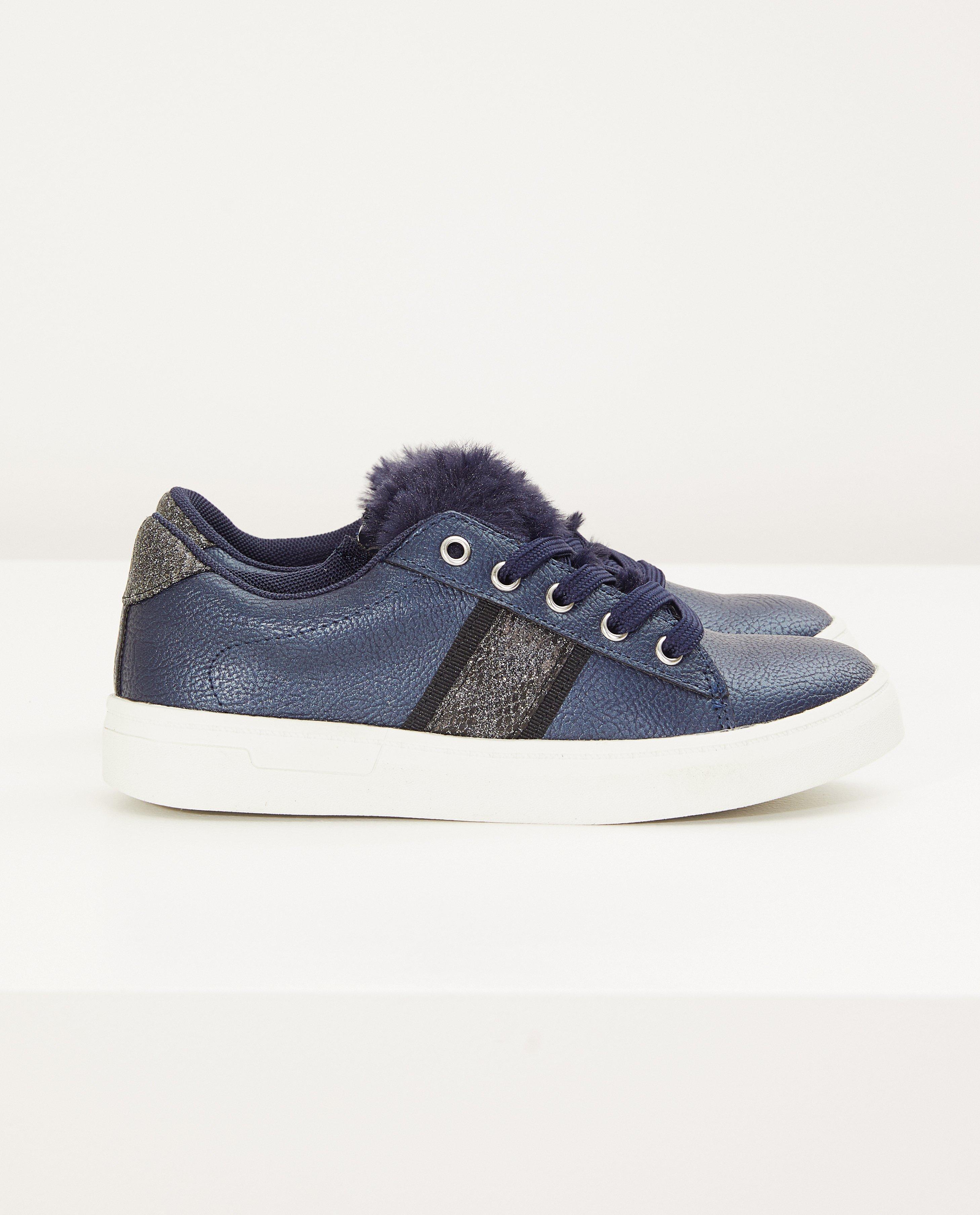 Blauwe sneakers, maat 33-38 - met faux fur - Sprox