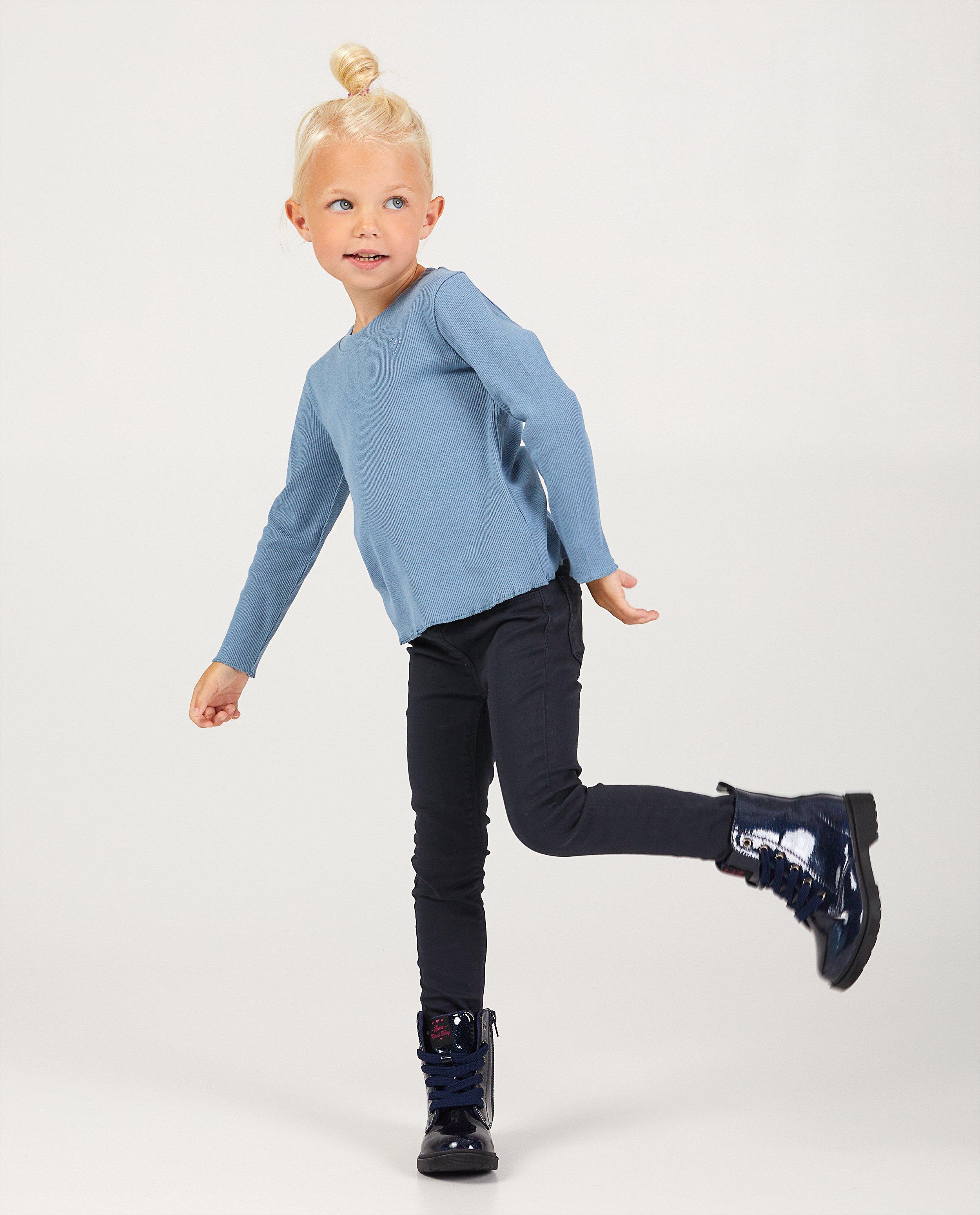 Roze longsleeve met ribreliëf - van viscose - Milla Star