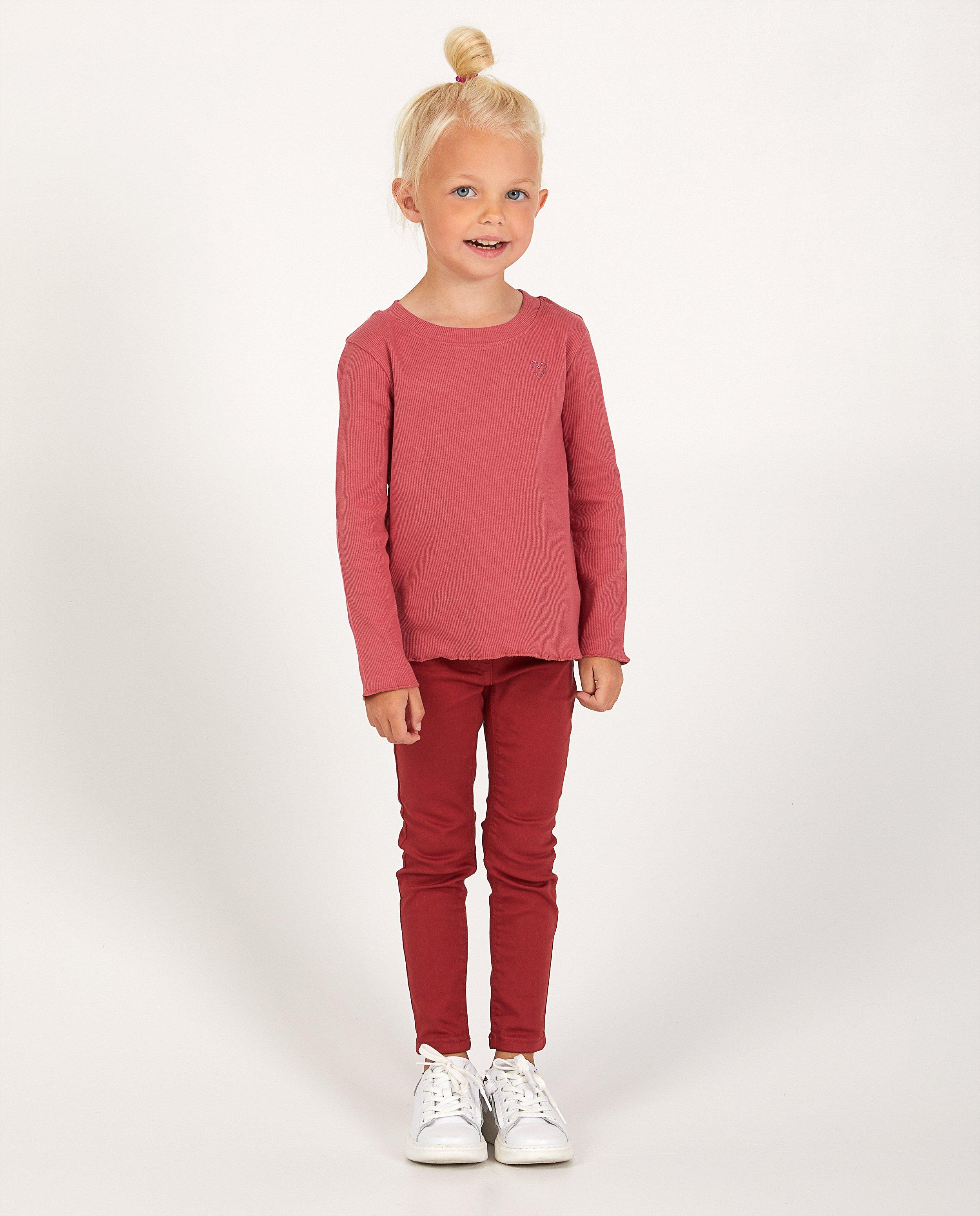 Roze longsleeve met ribreliëf - van viscose - Milla Star