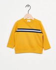 Gele sweater van biokatoen - met gestreepte strook - Cuddles and Smiles