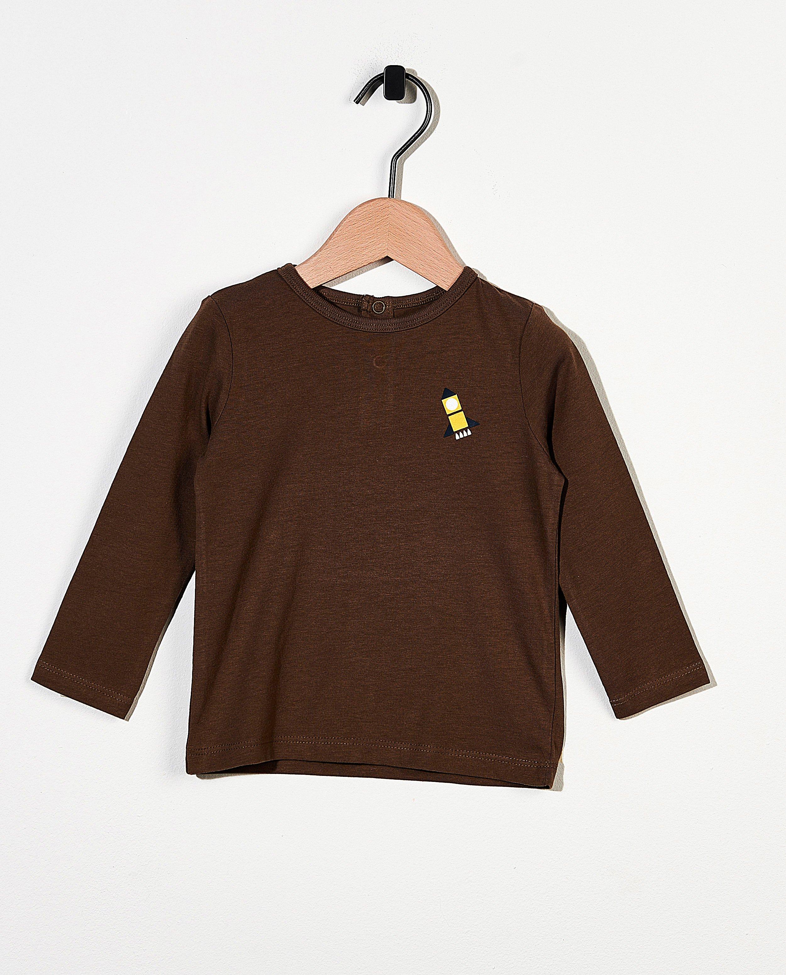 T-shirt rouge à manches longues avec imprimé BESTies - avec boutons-pression - Besties