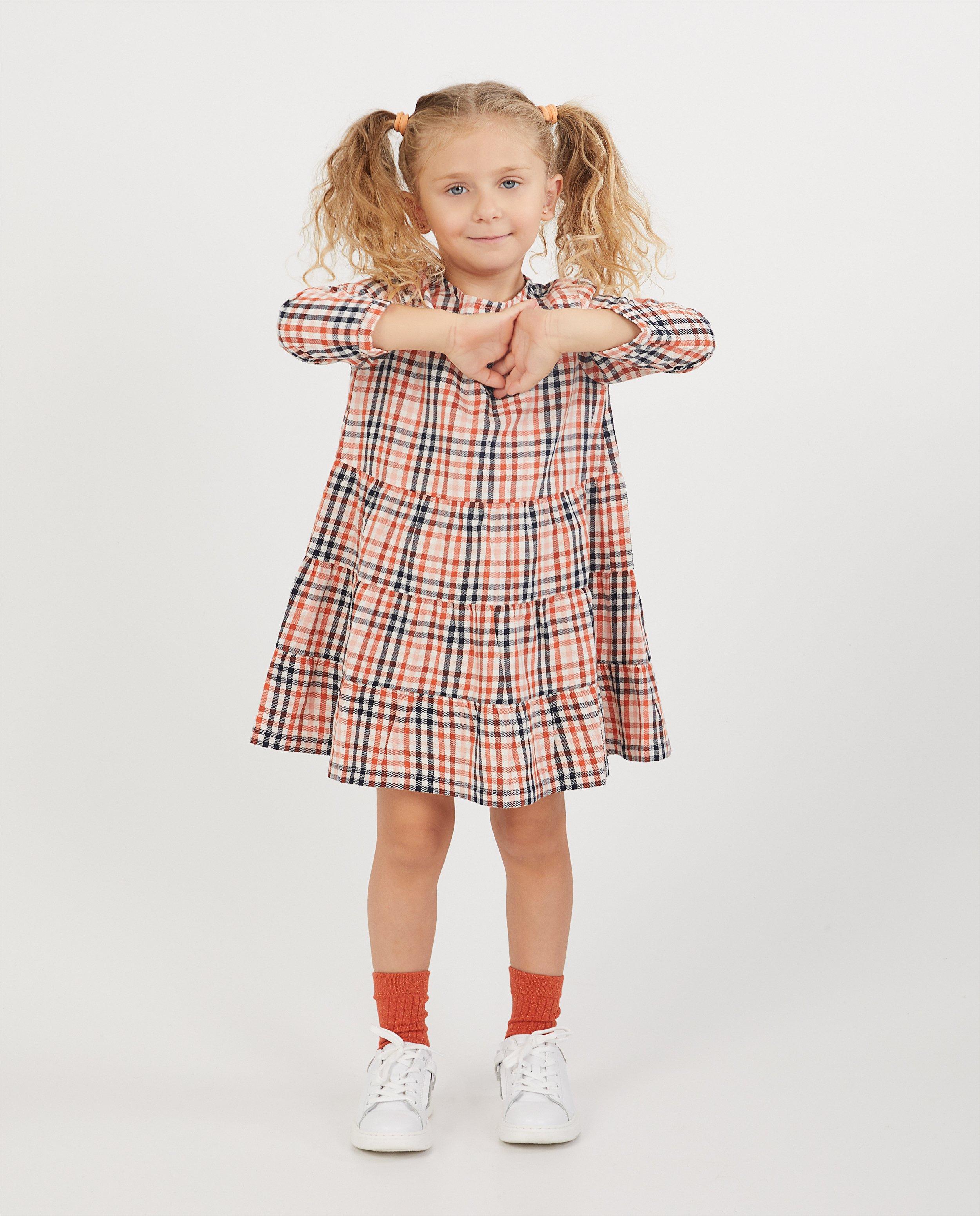 Robe orange à carreaux - Imprimé intégral - Milla Star