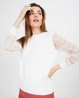 Truien - Witte trui met kanten detail
