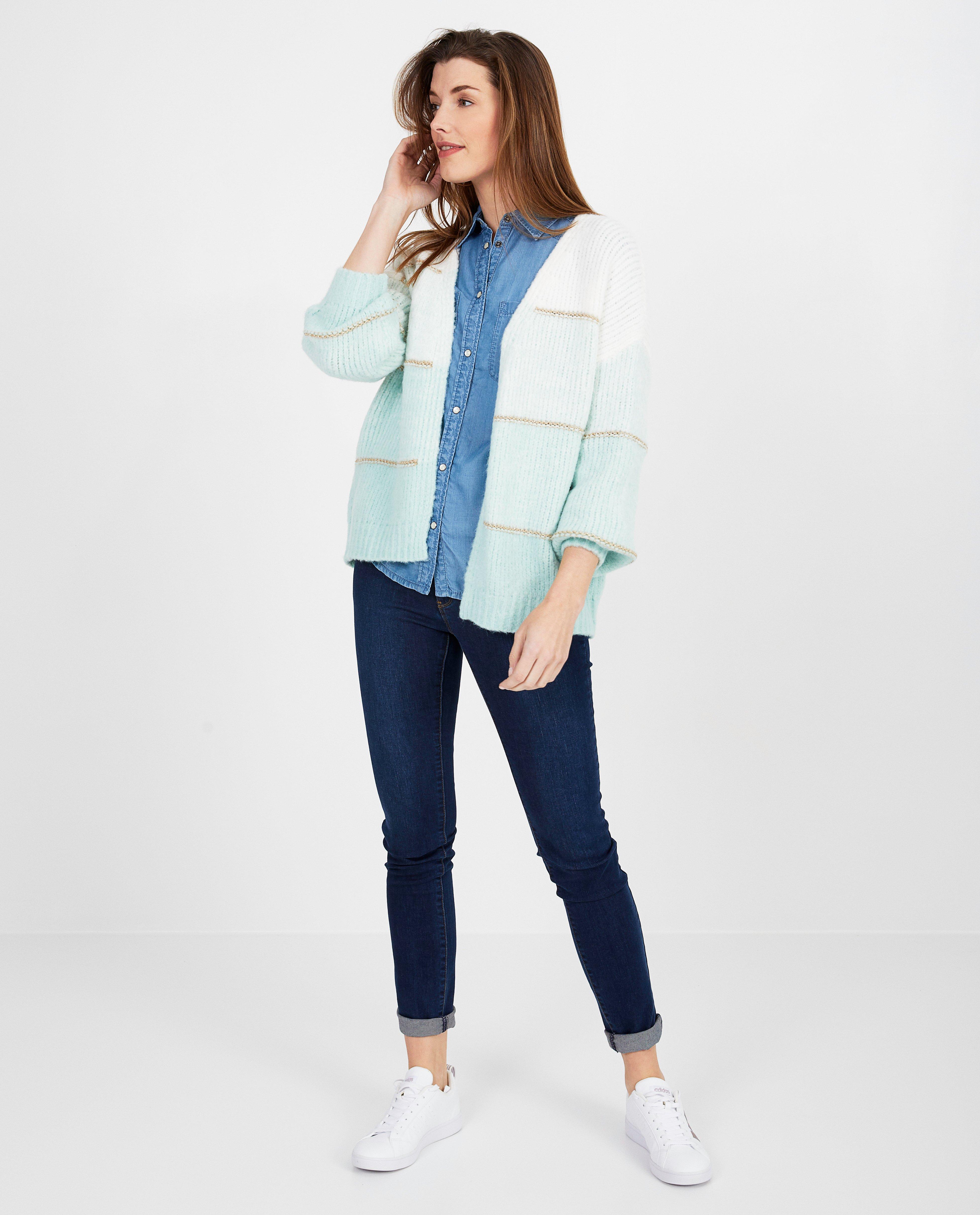 Groene cardigan met metaaldraad - kleurengradiënt - Paris
