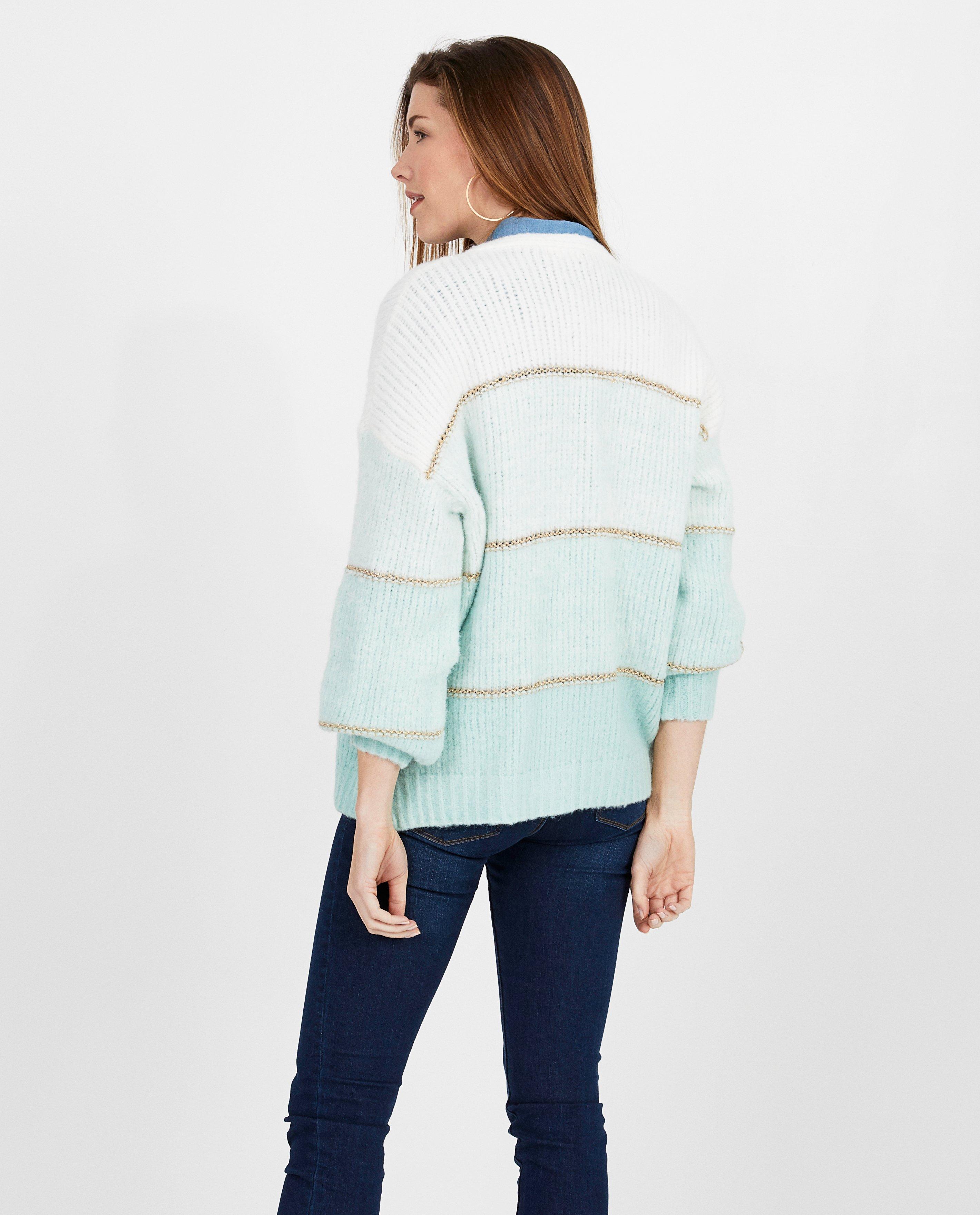 Cardigans - Groene cardigan met metaaldraad