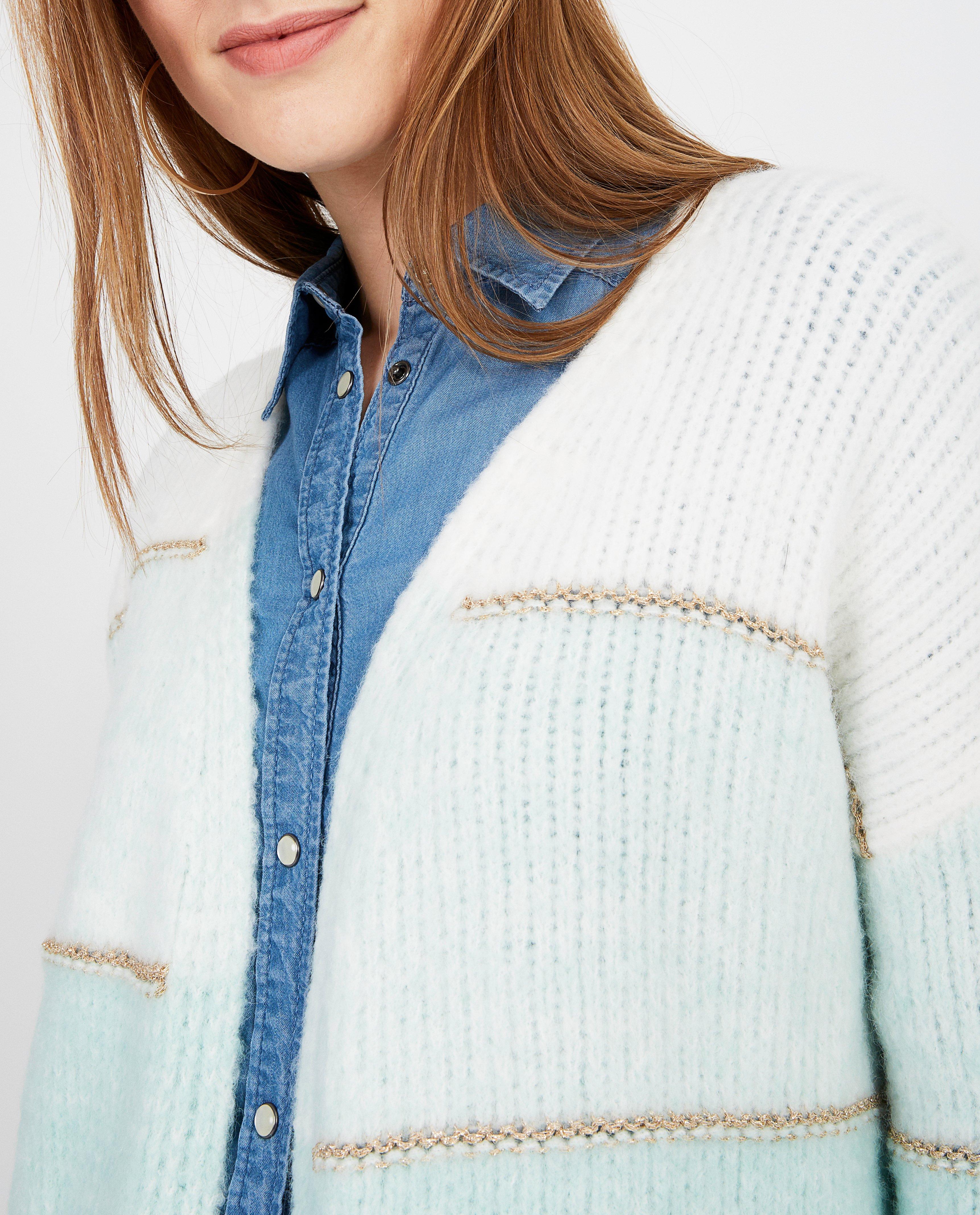 Cardigans - Groene cardigan met metaaldraad