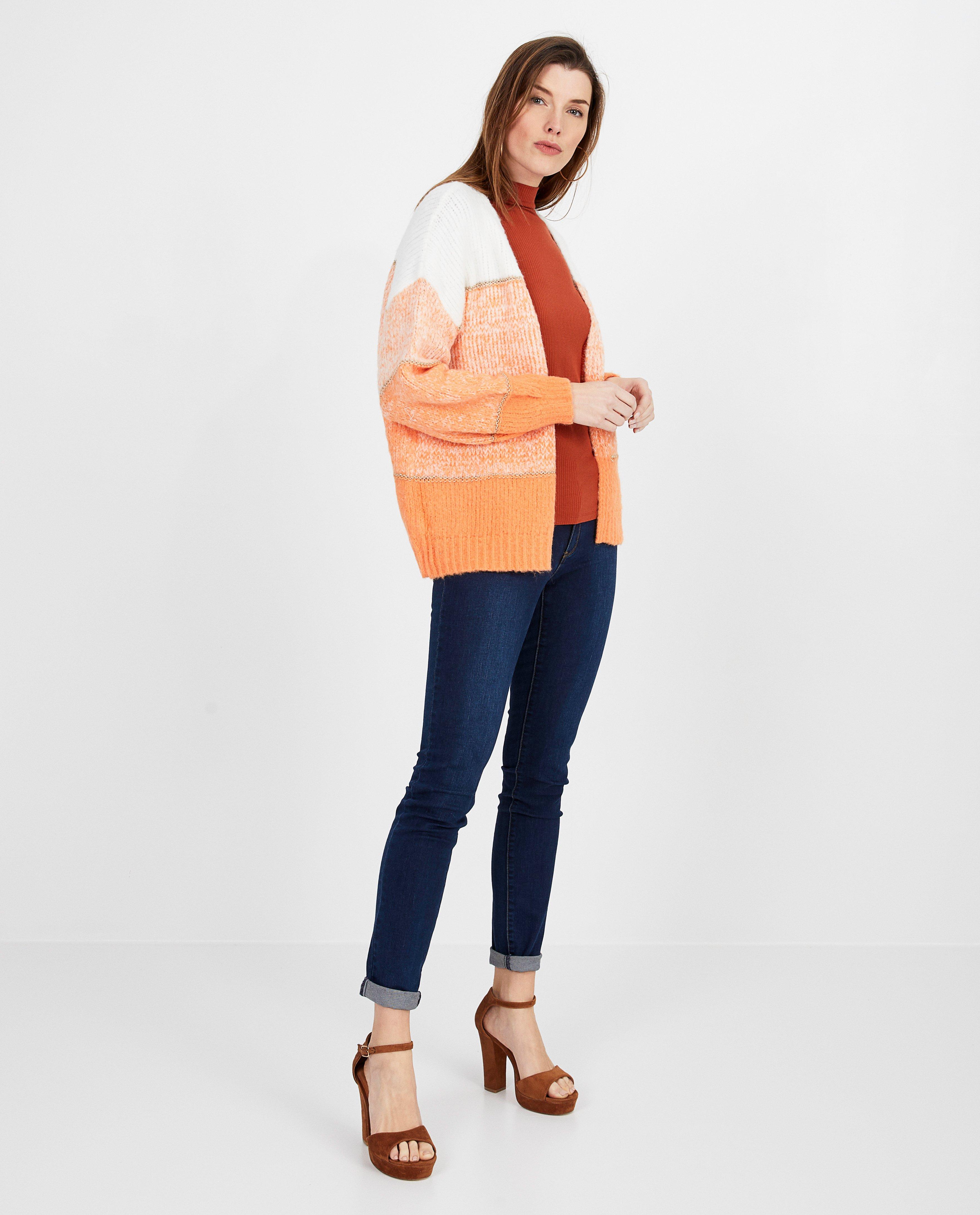 Oranje cardigan met metaaldraad - kleurengradiënt - Paris
