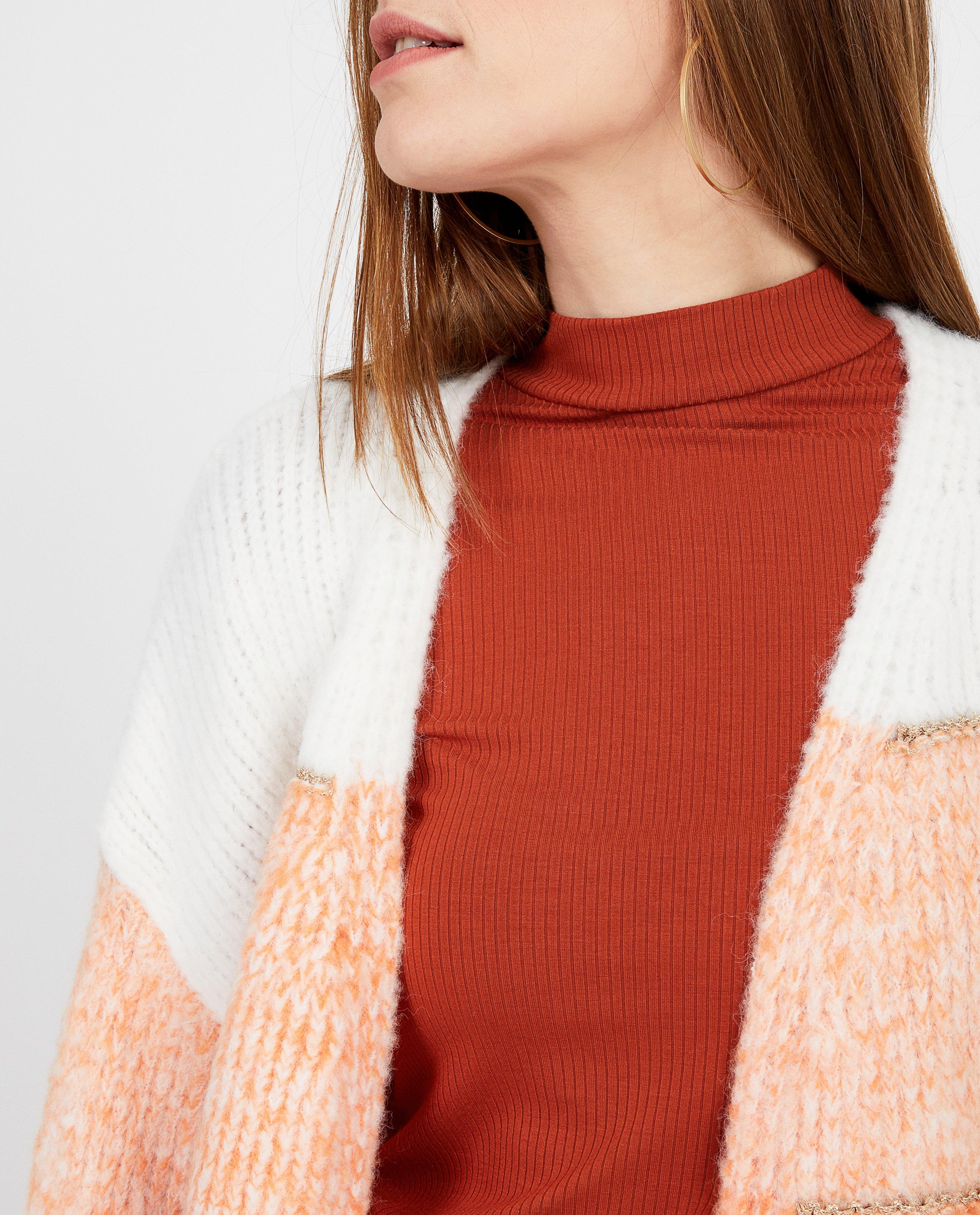 Cardigans - Oranje cardigan met metaaldraad