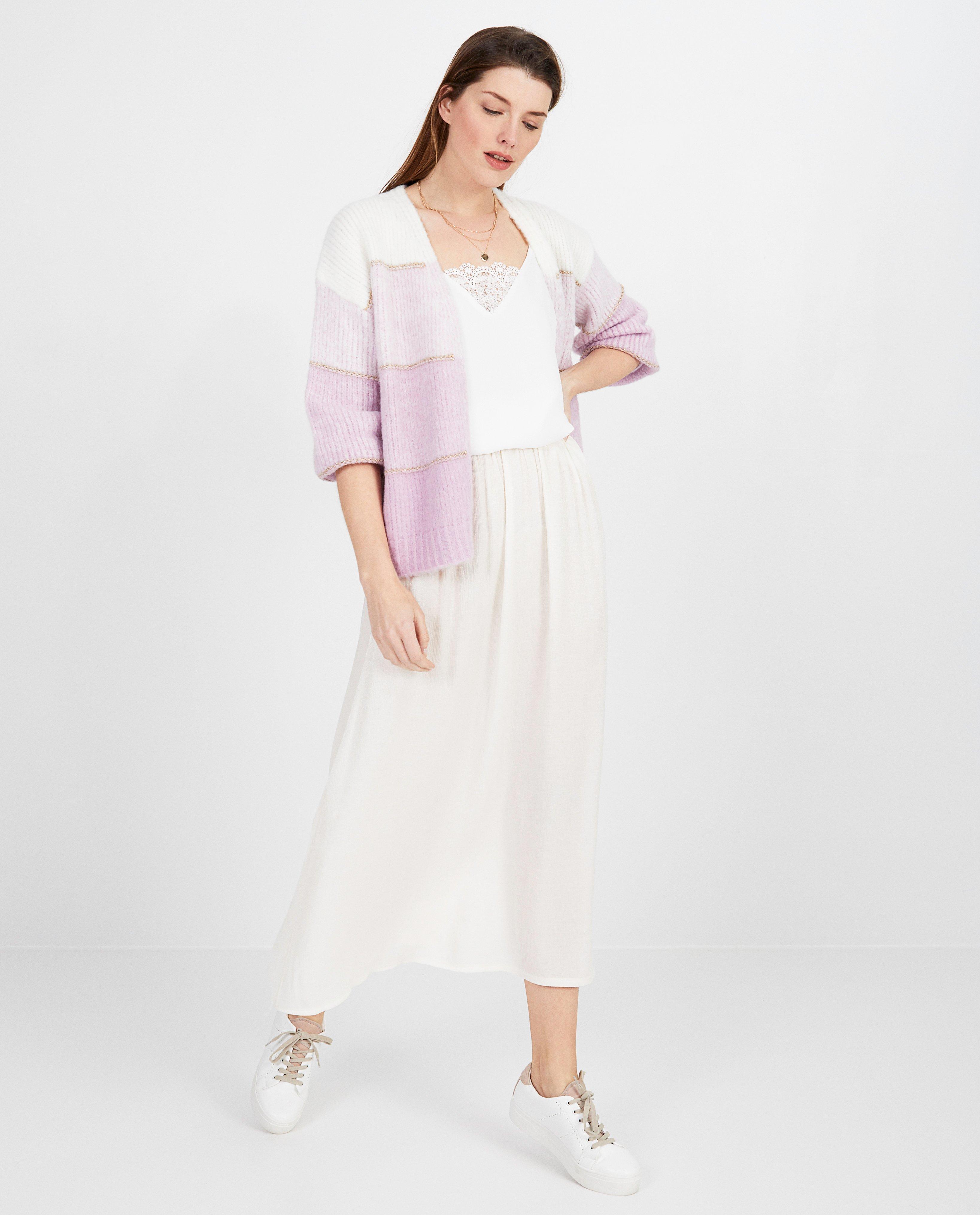 Paarse cardigan met metaaldraad - kleurengradiënt - Paris