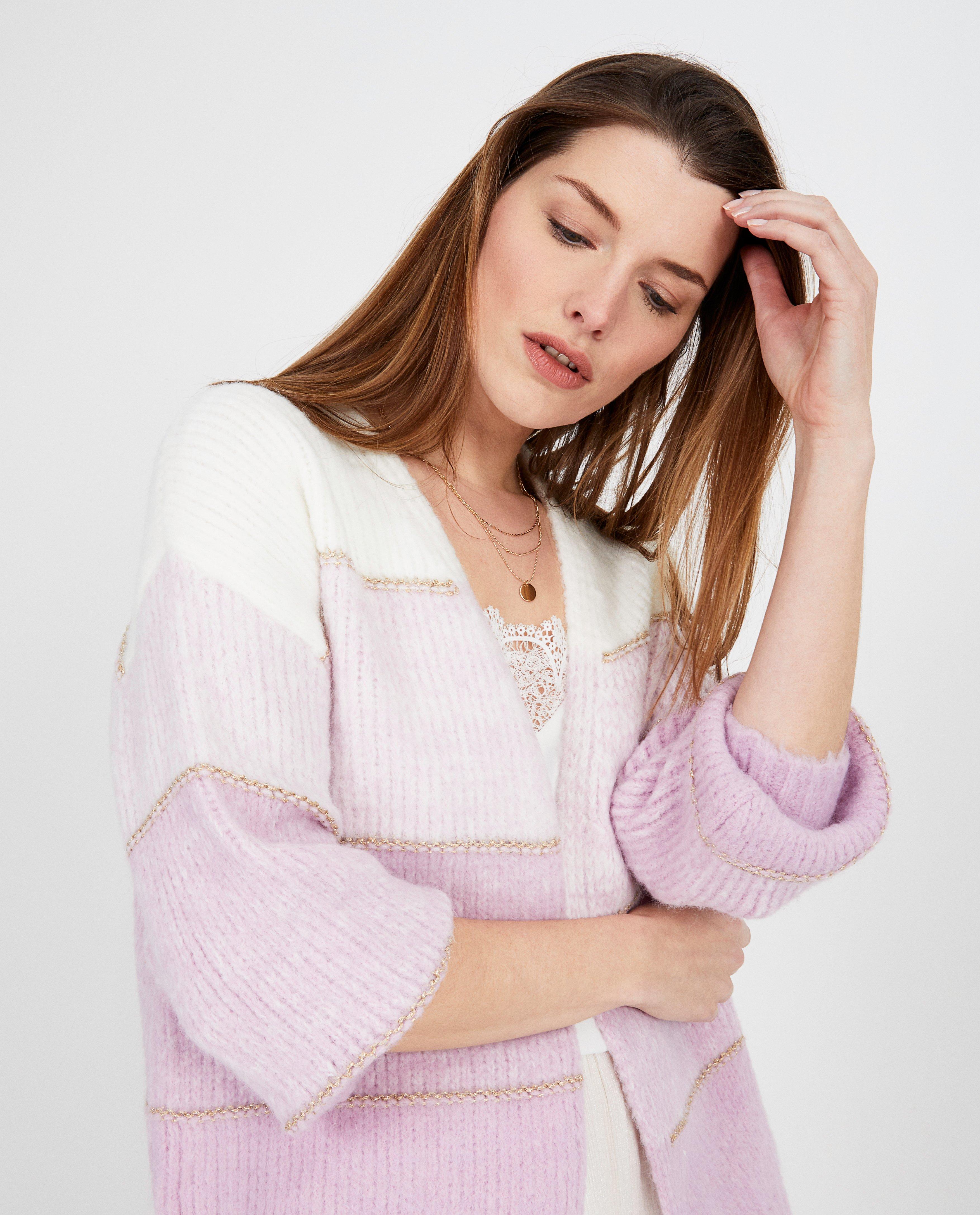 Cardigans - Paarse cardigan met metaaldraad