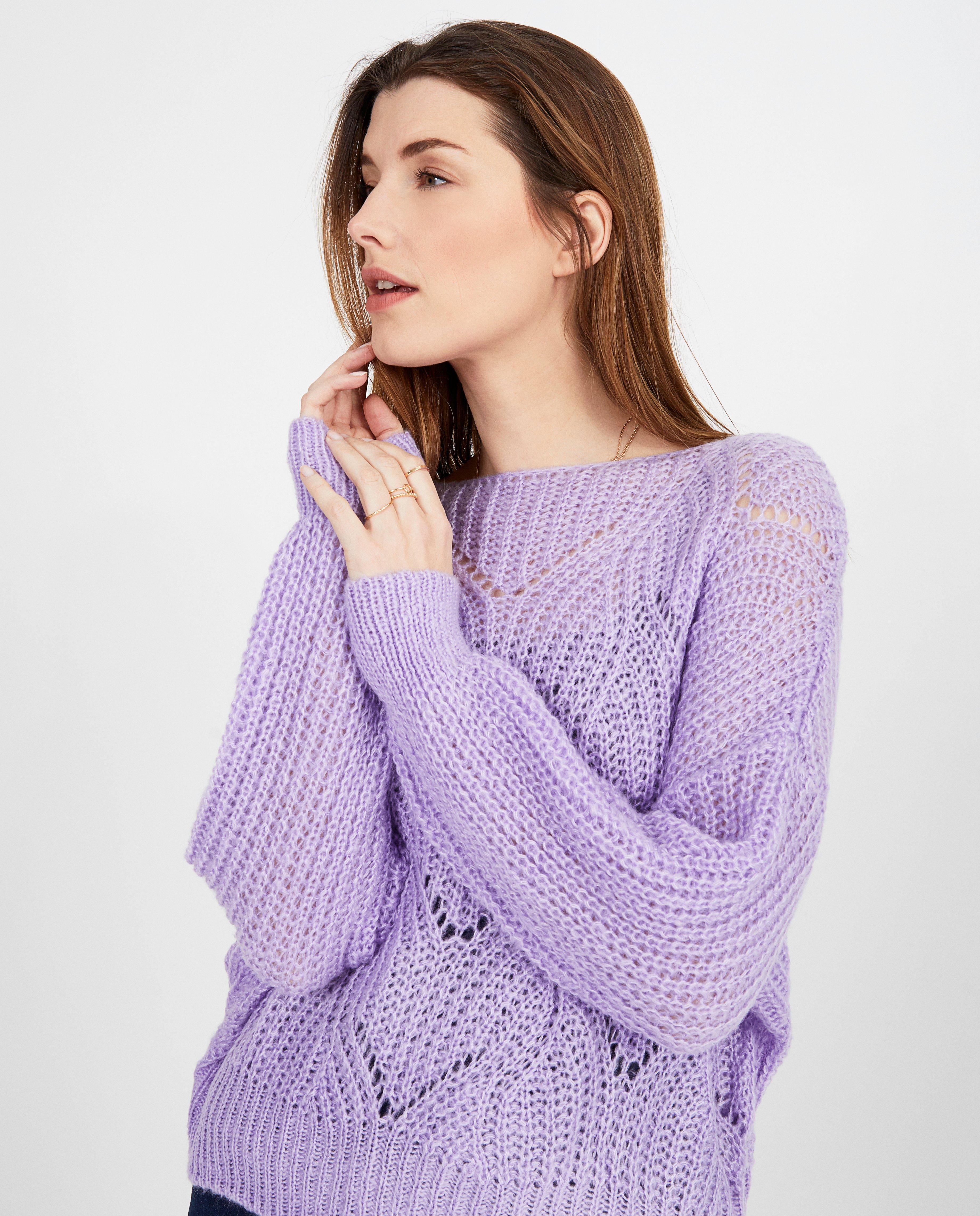 Pull mauve a motif ajoure sur toute la surface Paris JBC Belgique Belgique