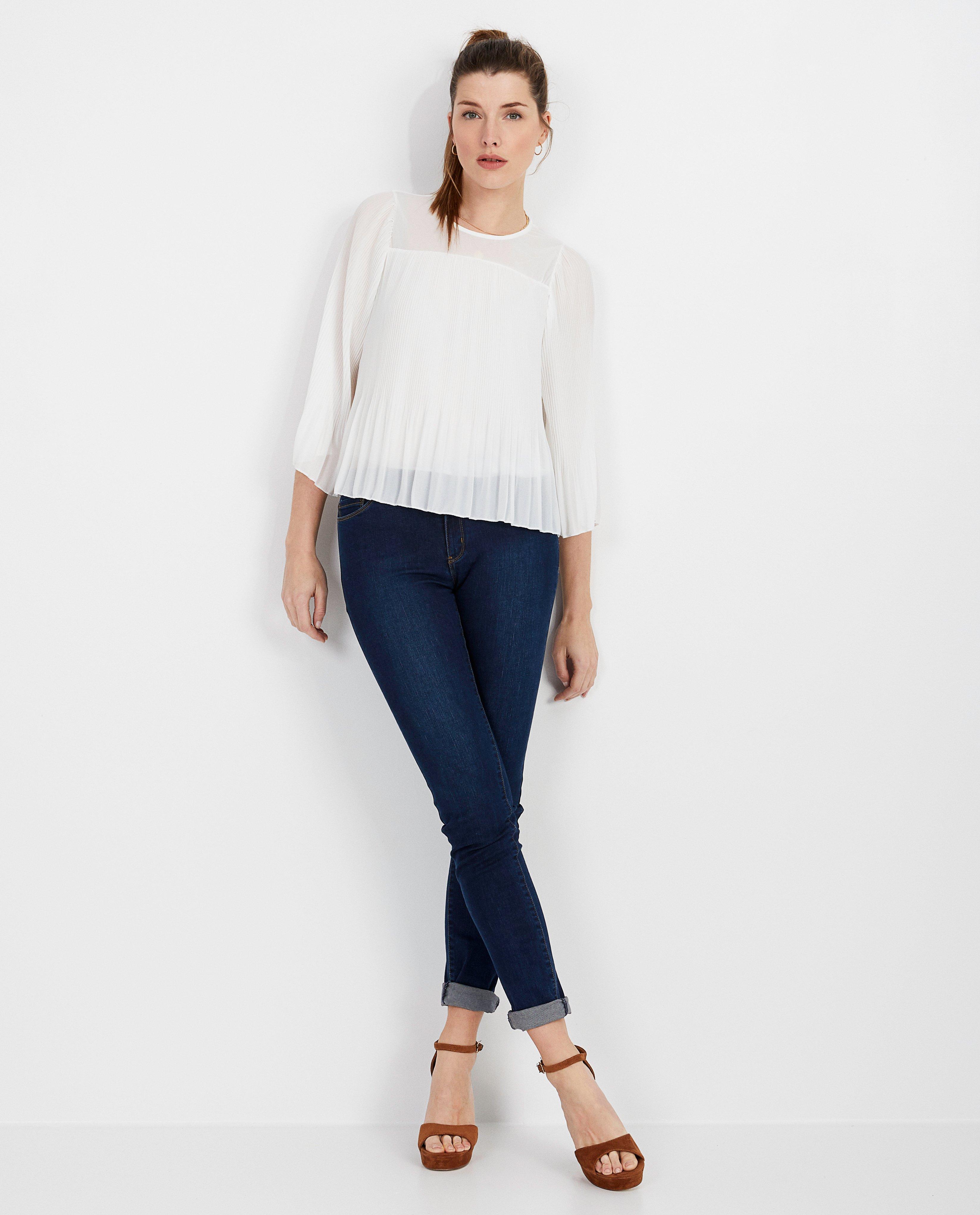 Witte blouse met plissé - losse fit - Paris