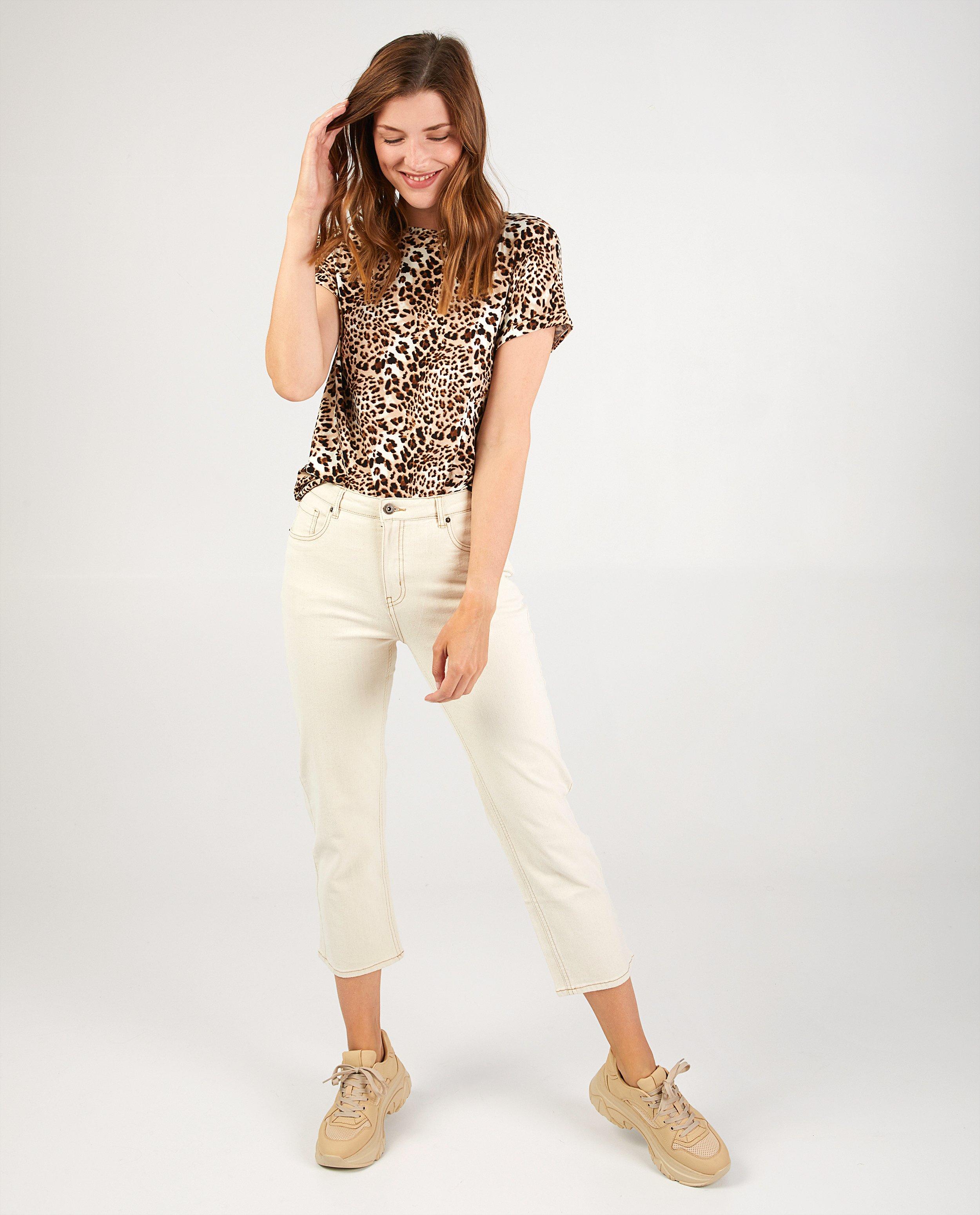 Beige jeans, straight fit Sora - mid rise - Sora