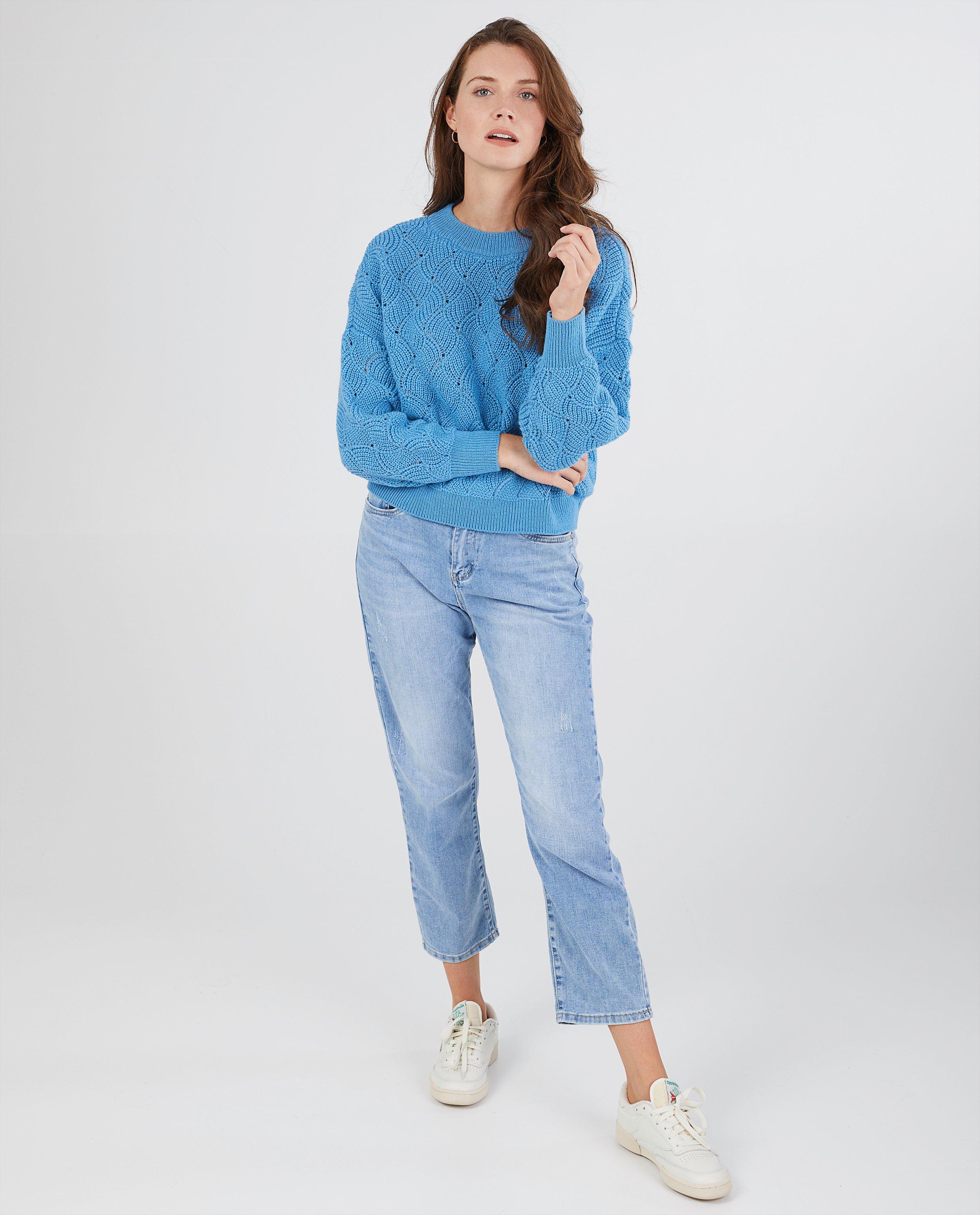 Trui van gerecycleerd polyester I AM - en ajourpatroon - I AM