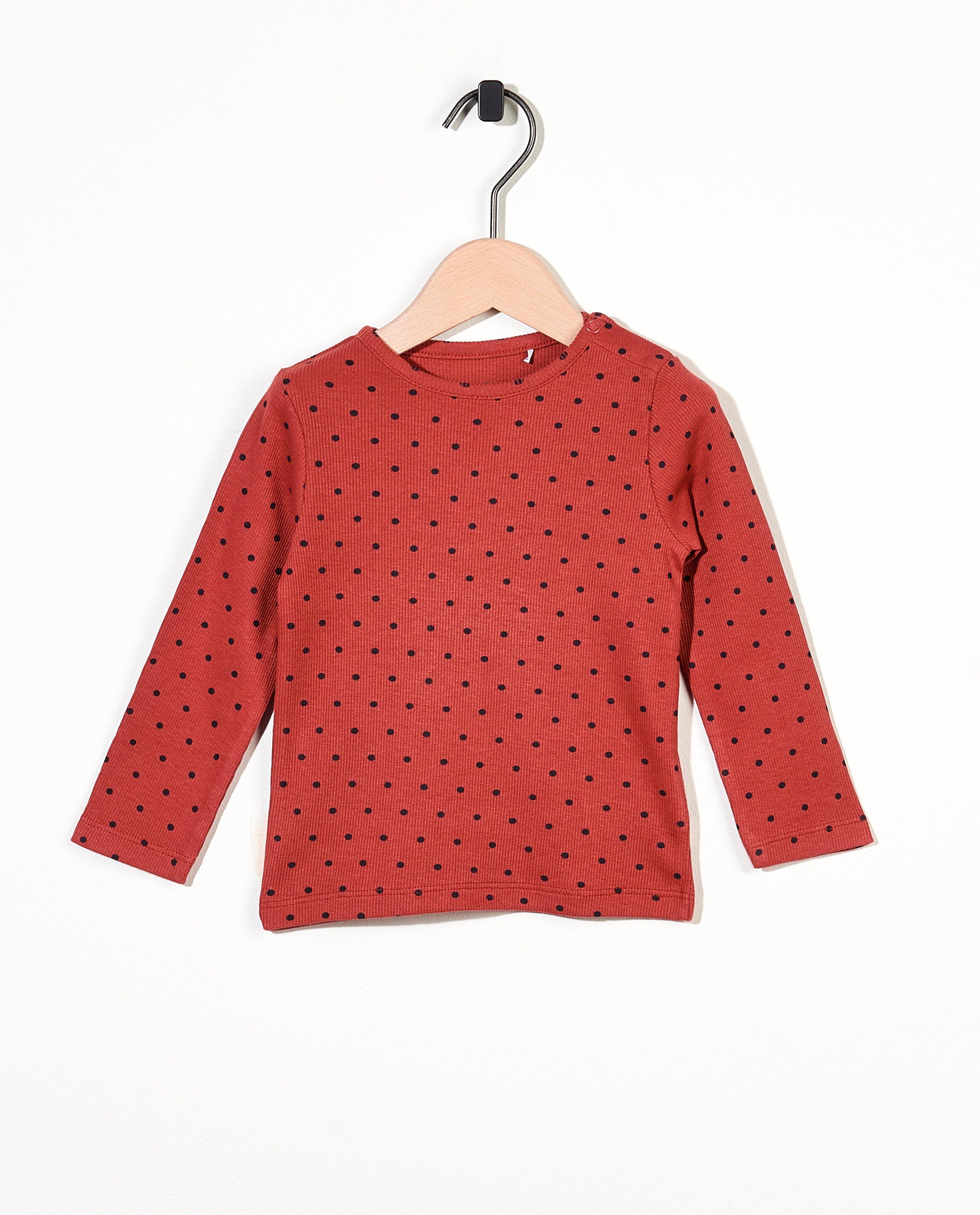 T-shirt à manches longues gris en coton bio - motif à pois intégral - Cuddles and Smiles