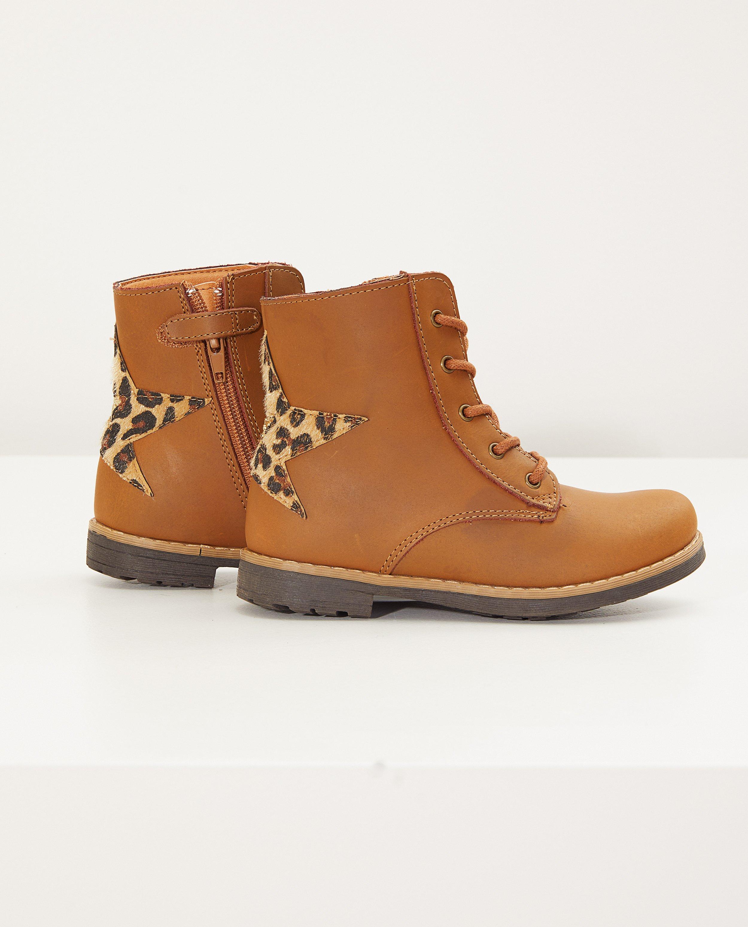 Schoenen - Lederen enkellaars in cognac