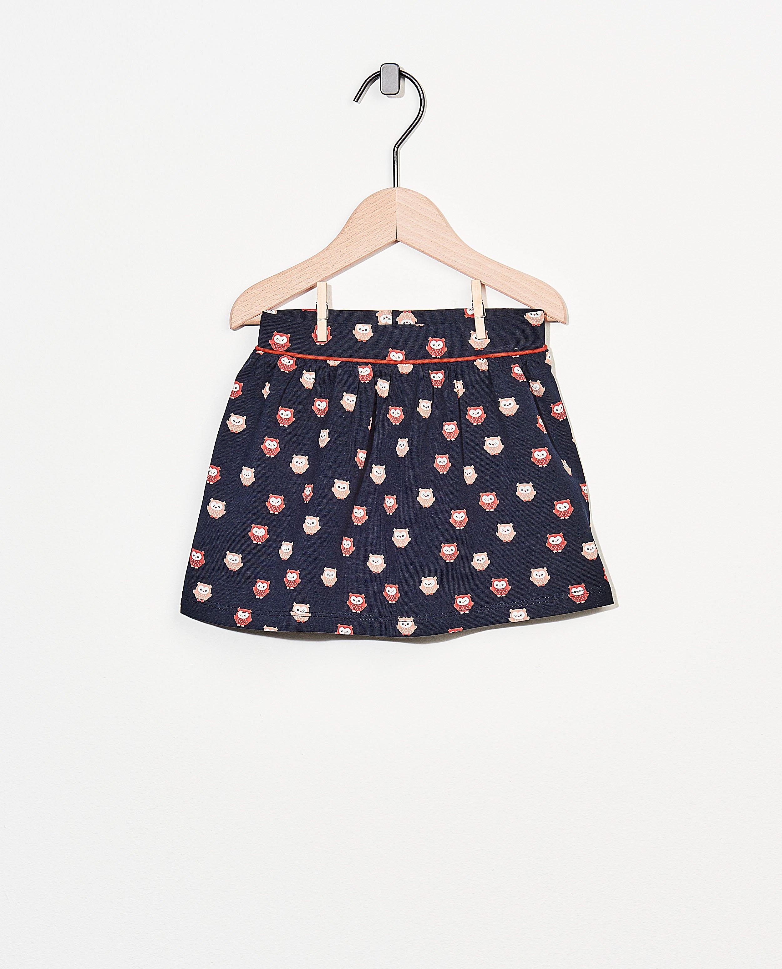 Donkergrijze rok van biokatoen - met allover print - Cuddles and Smiles
