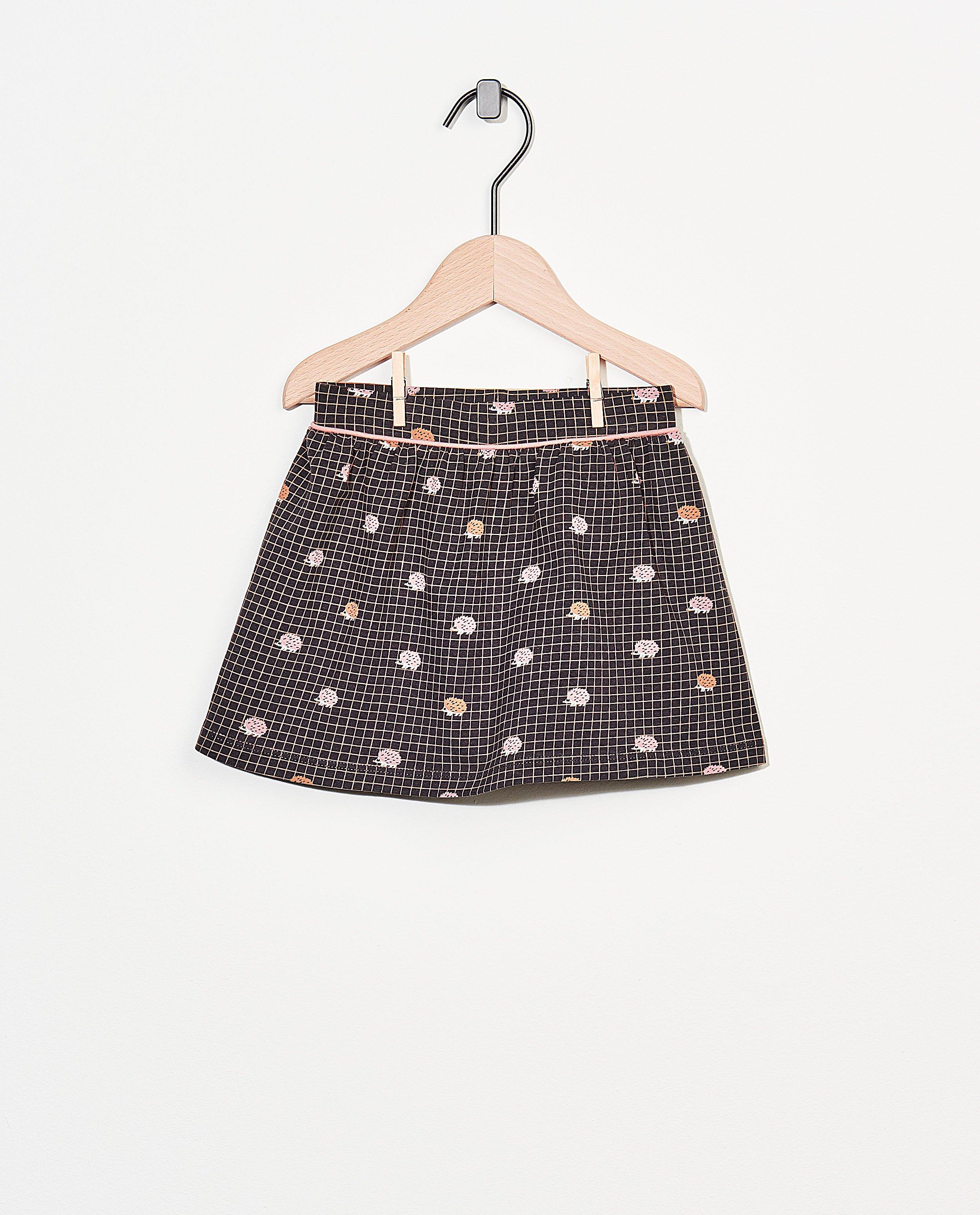 Donkergrijze rok van biokatoen - met allover print - Cuddles and Smiles