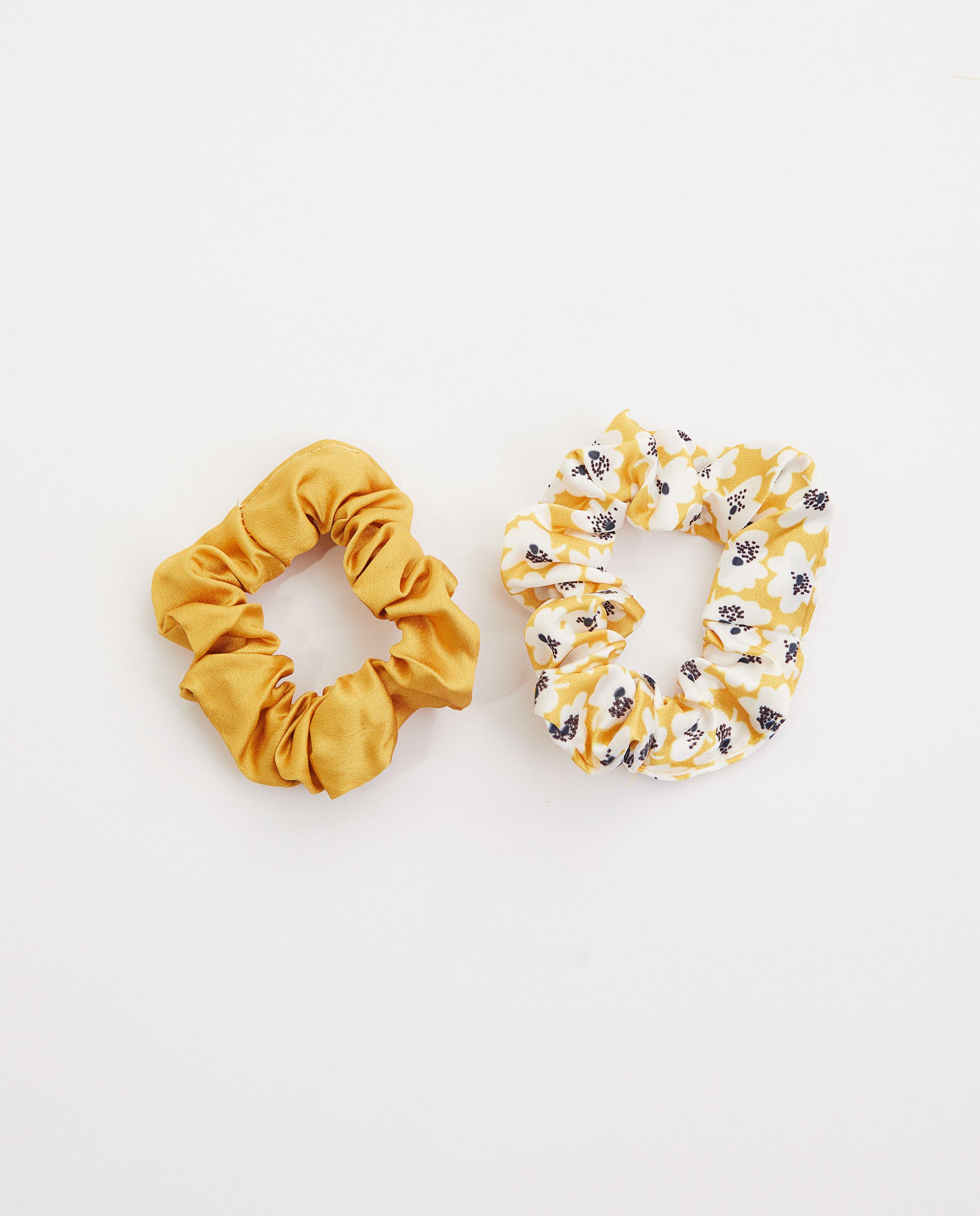 Set van 2 gele scrunchies - effen en print - JBC