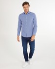 Blauw hemd met print - slim fit - Iveo