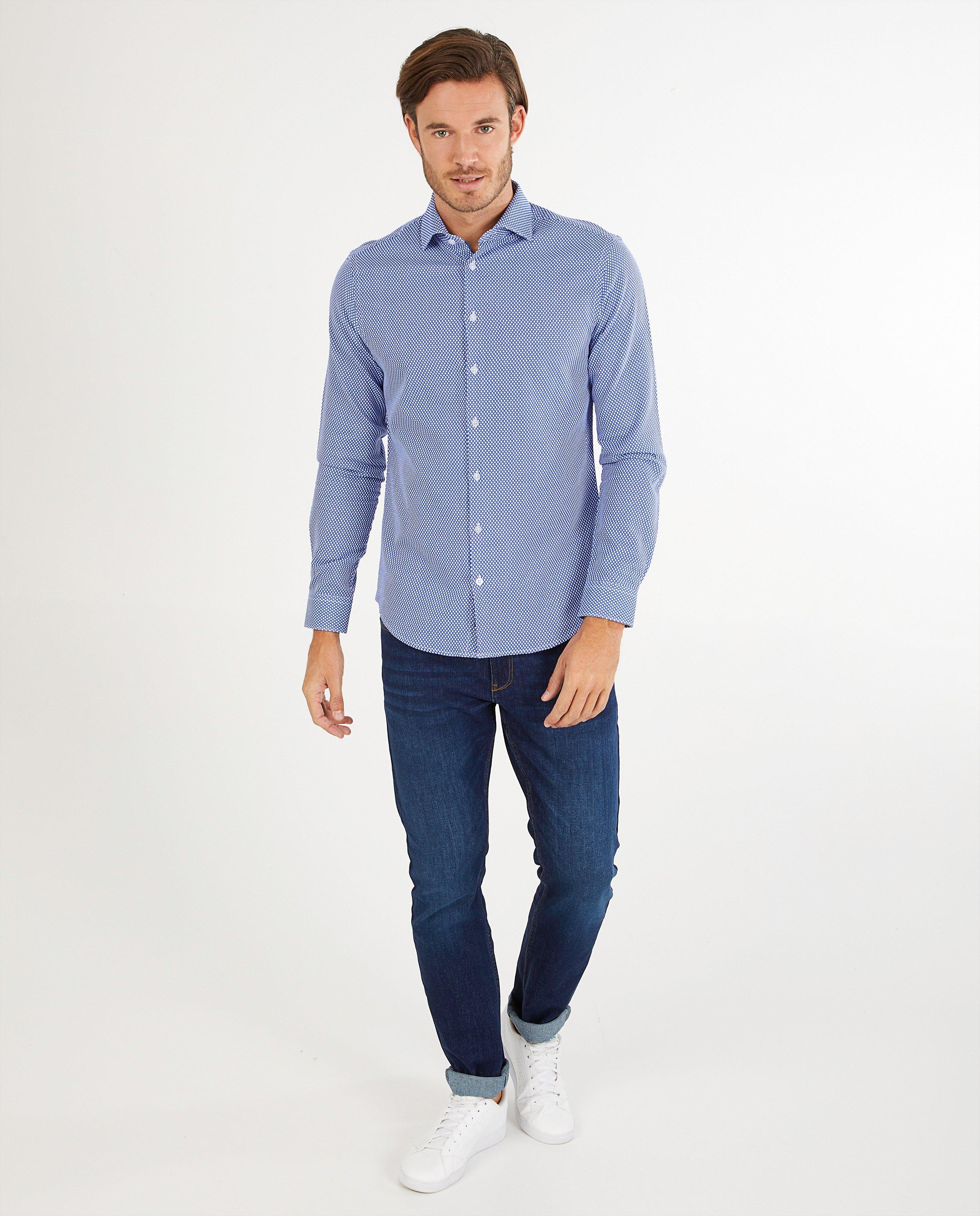 Blauw hemd met print - Product Detail - felblauw - afbeelding nummer 1