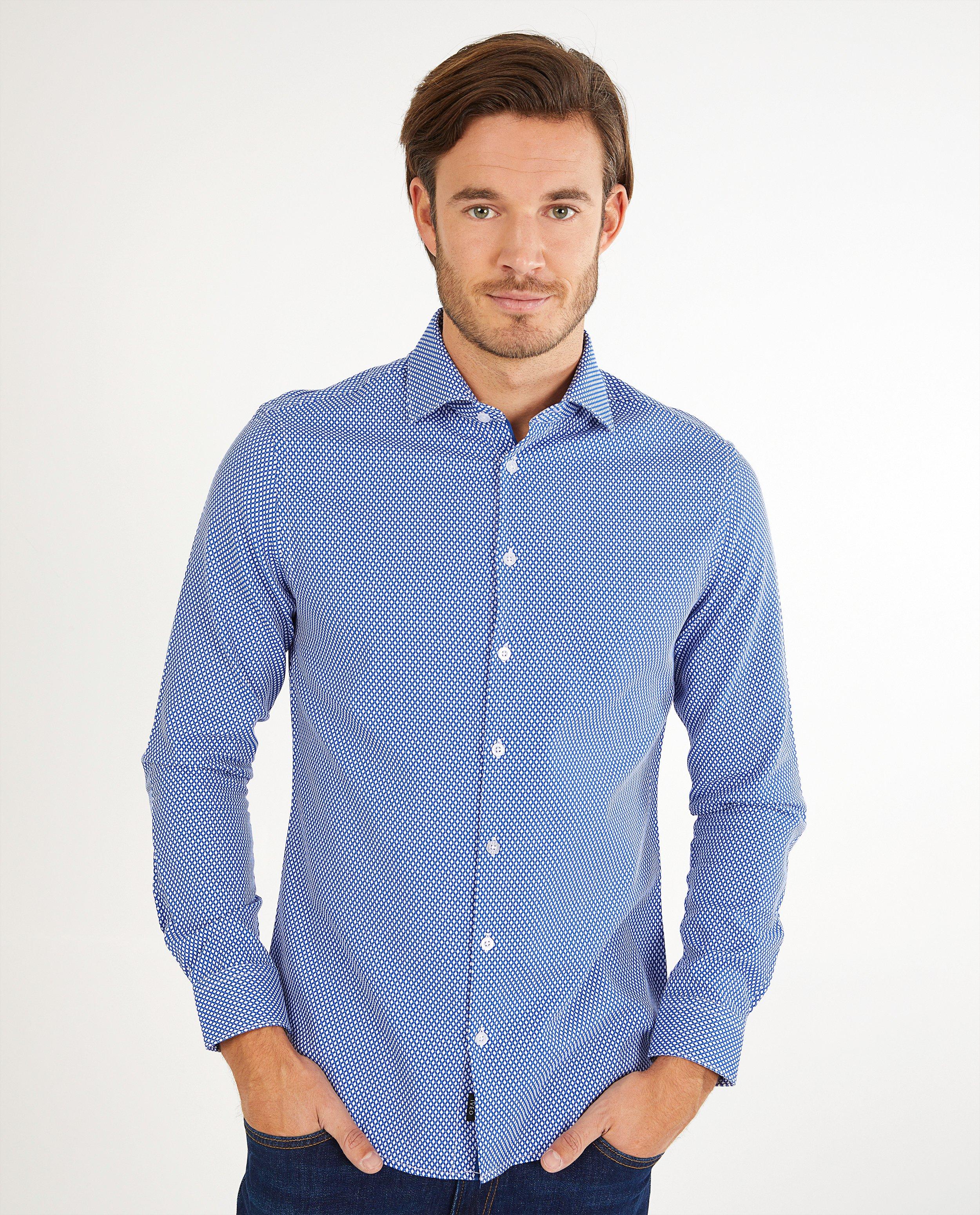 Blauw hemd met print - Product Detail - felblauw - afbeelding nummer 2