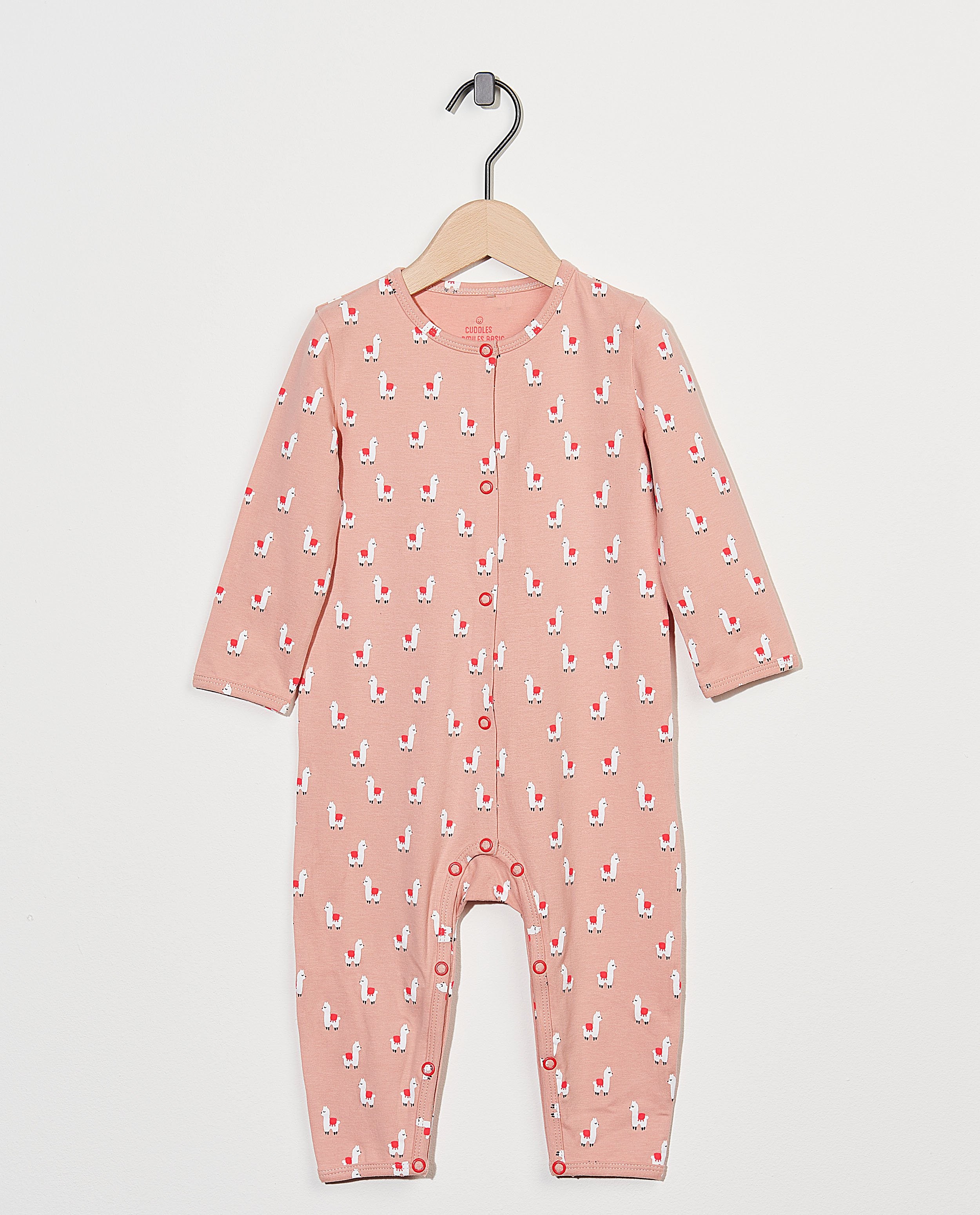 Roze pyjama van biokatoen - met lamaprint - Cuddles and Smiles