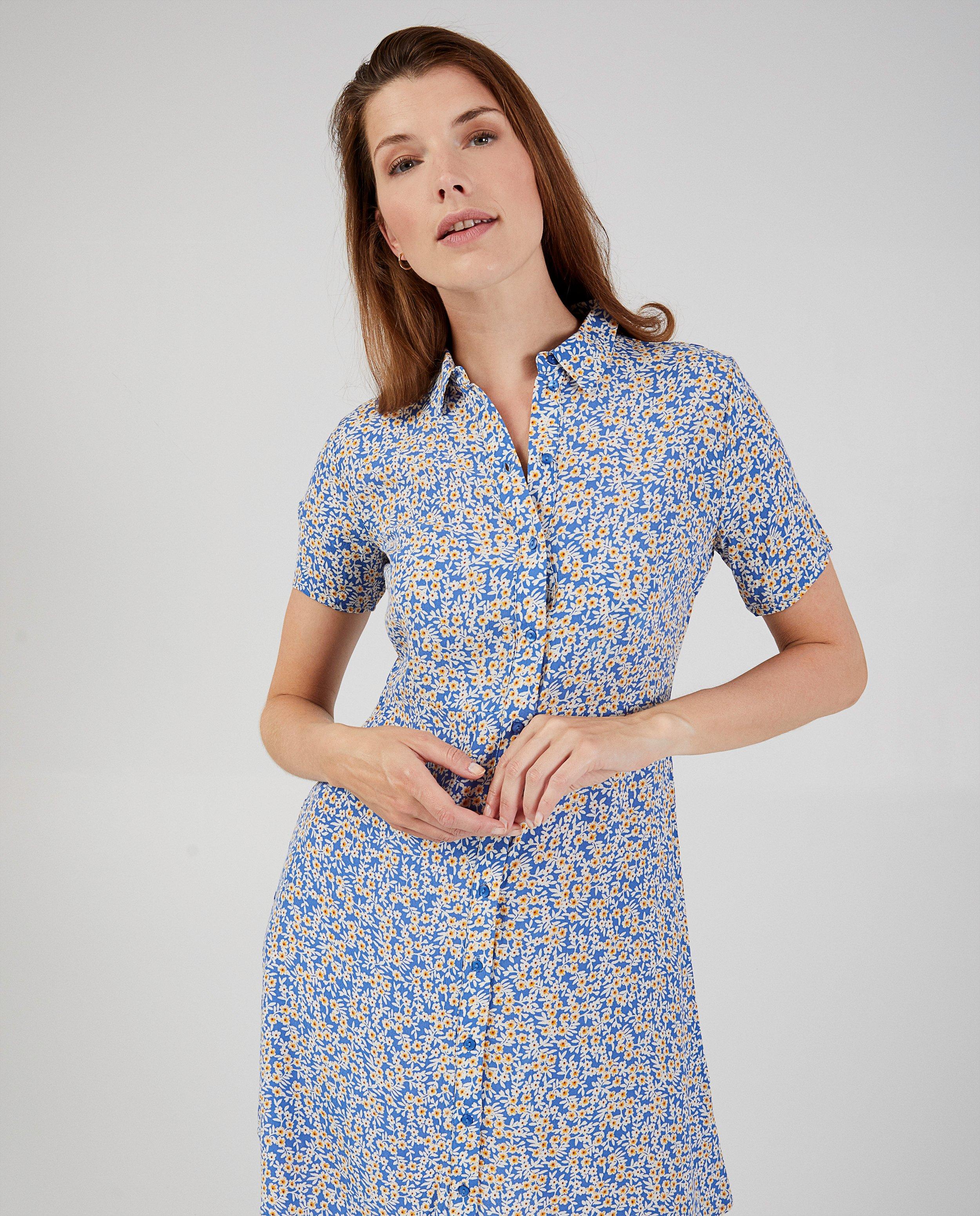 Blauwe bloemenjurk Pieces allover Pieces JBC Belgie Belgie