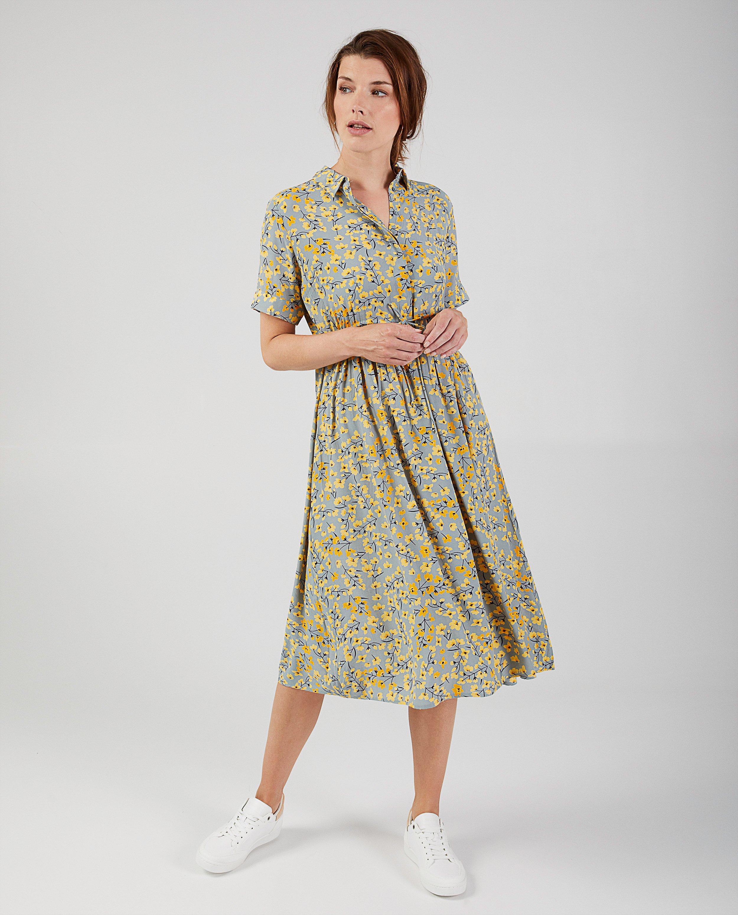 Bloemenjurk Pieces - gele bloemenprint - Pieces