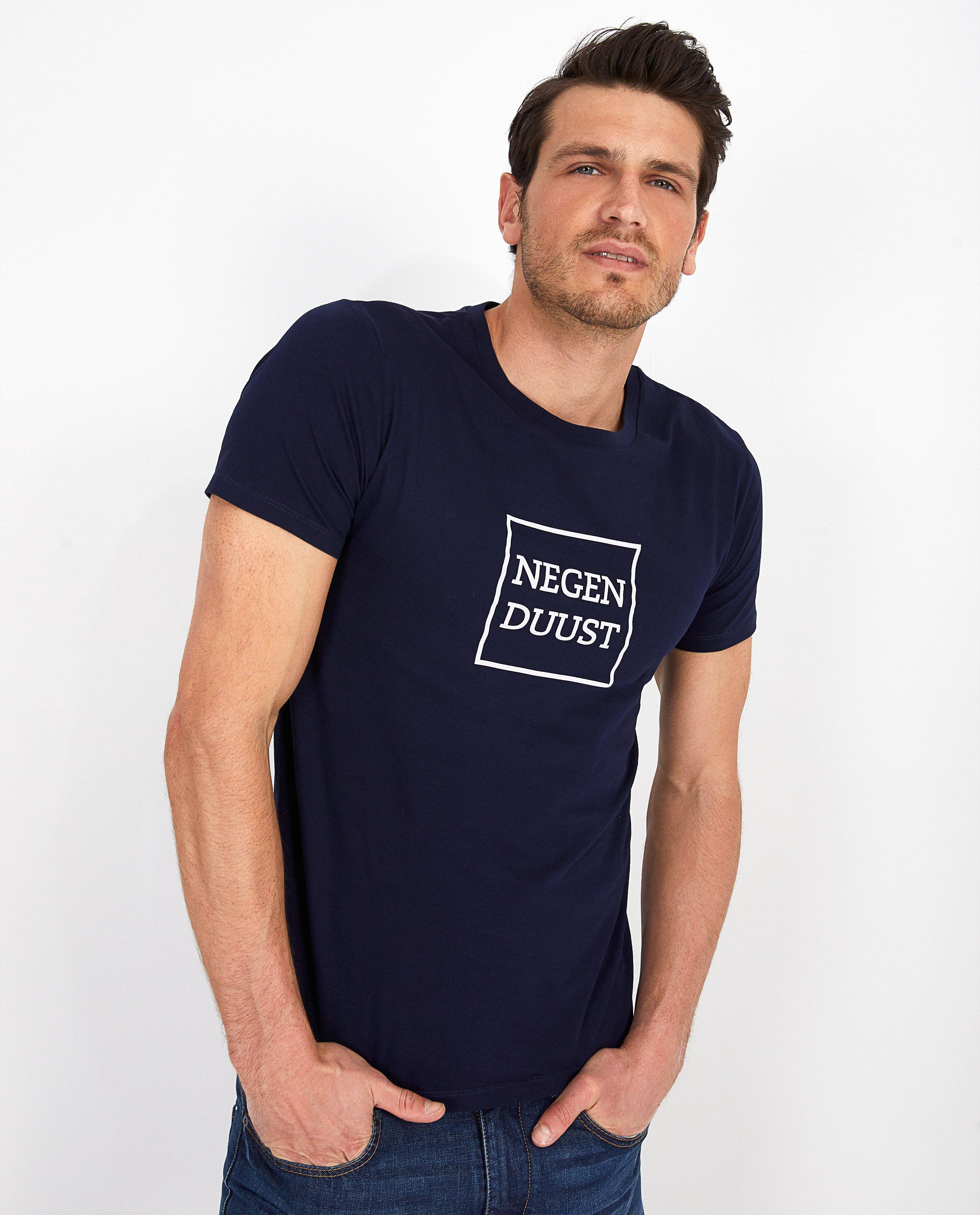 T-shirt bleu unisexe - Negenduust - à inscription - Negenduust