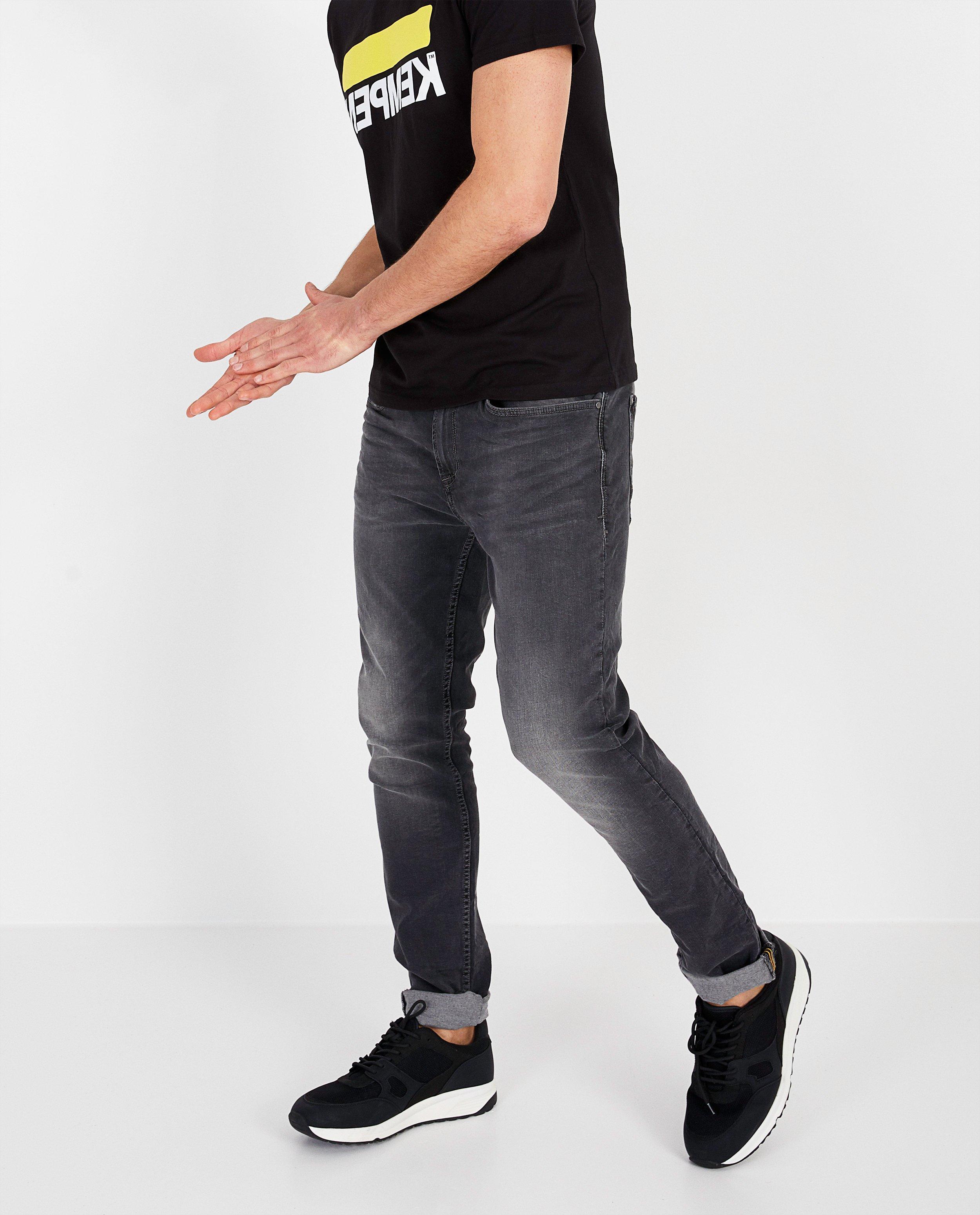 Jeans - Donkergrijze slim denim - twister