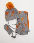 Ensemble bonnet, écharpe et moufles - dino - fin tricot - JBC