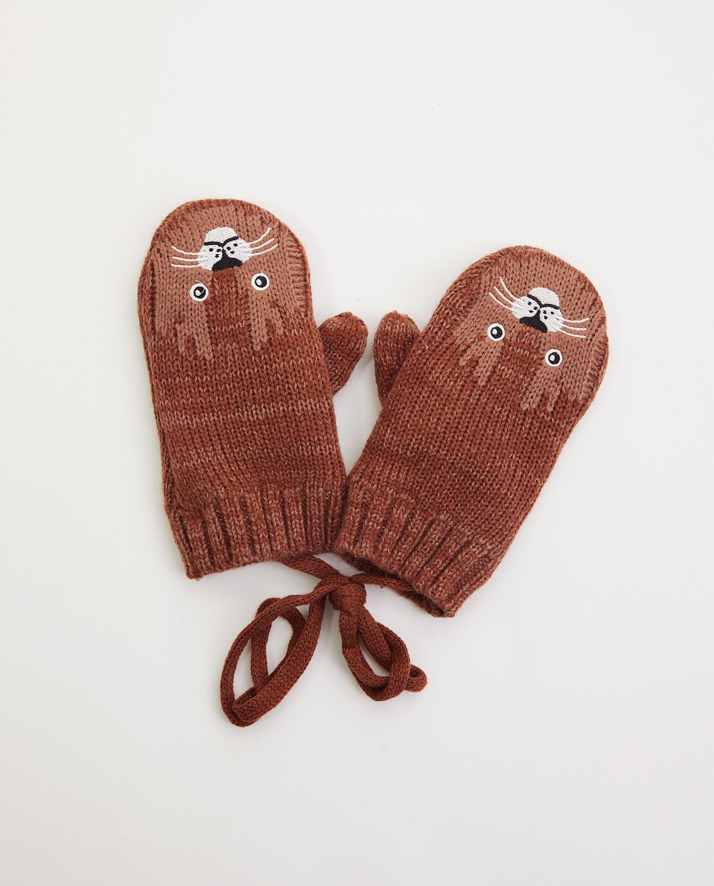 Bruine handschoenen - tijger - met verbindingskoord - JBC