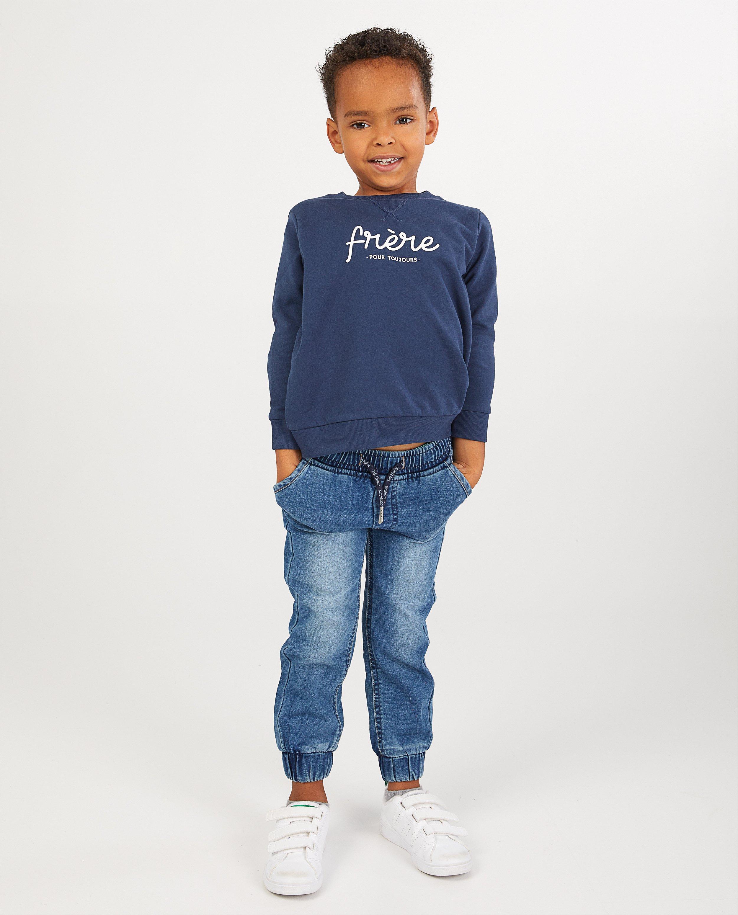 Jeans bleu en sweat denim - avec bord élastique - Kidz Nation