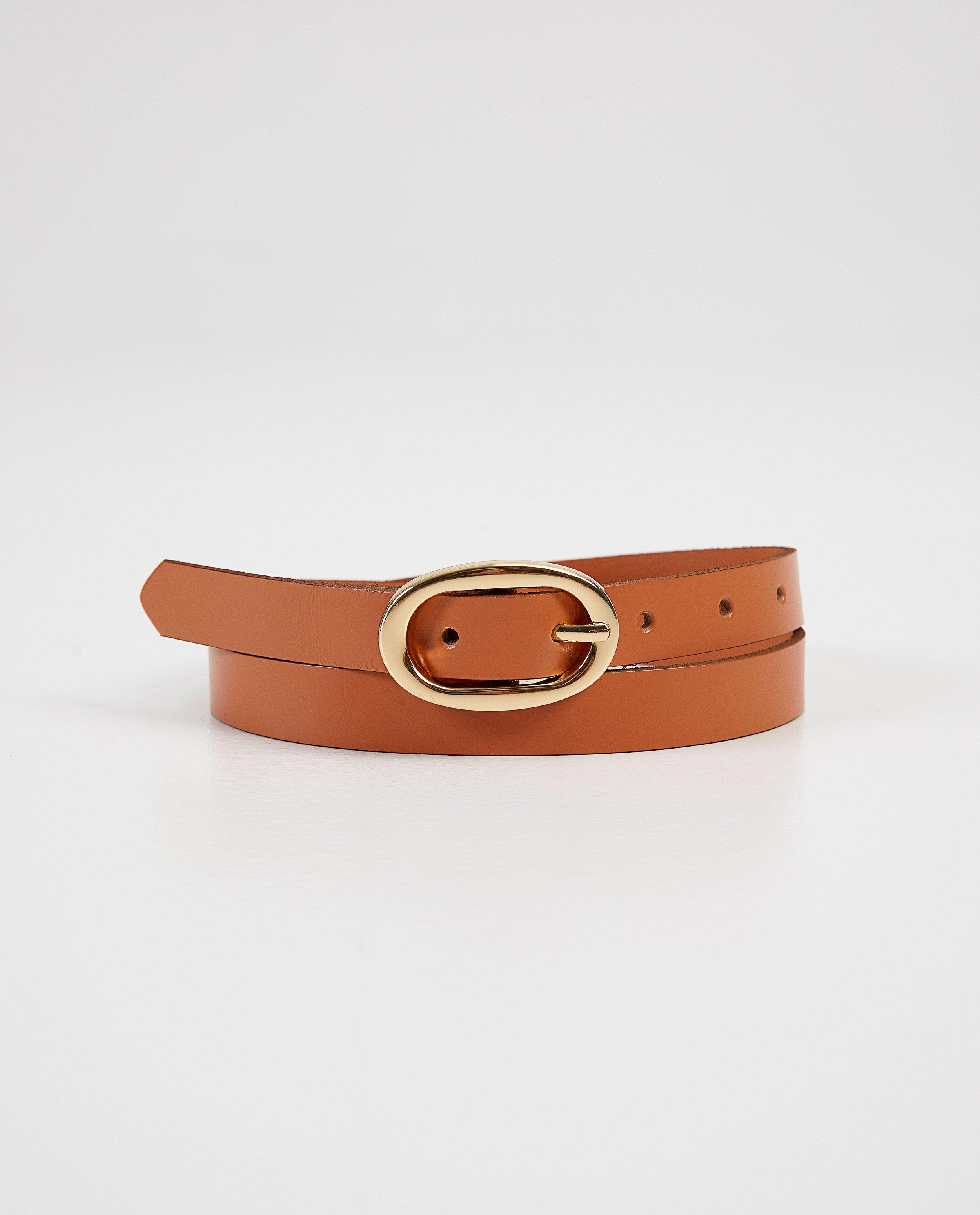 Bruine riem Pieces - met goudkleurige gesp - Pieces