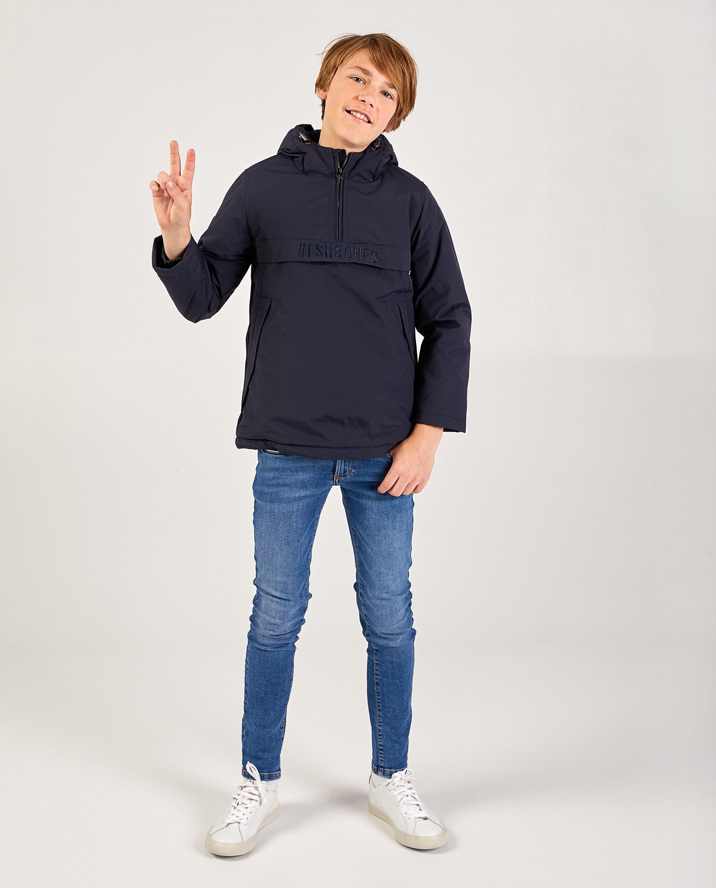 Donkerblauwe anorak - met fleecevoering - Fish & Chips