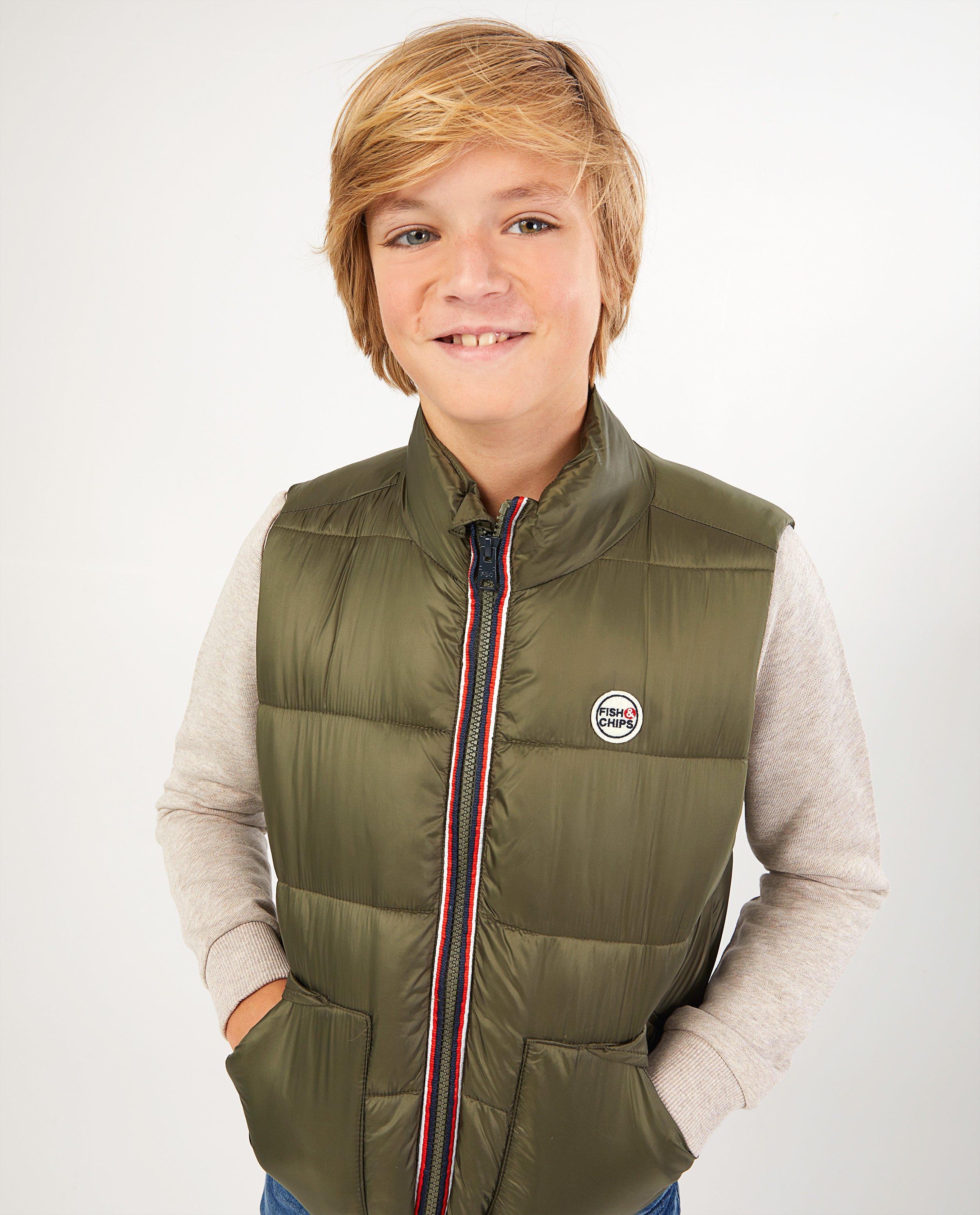 Veste sans manches verte en faux duvet - D&eacute;tails du produit - bleu fonc&eacute; - image num&eacute;ro 2