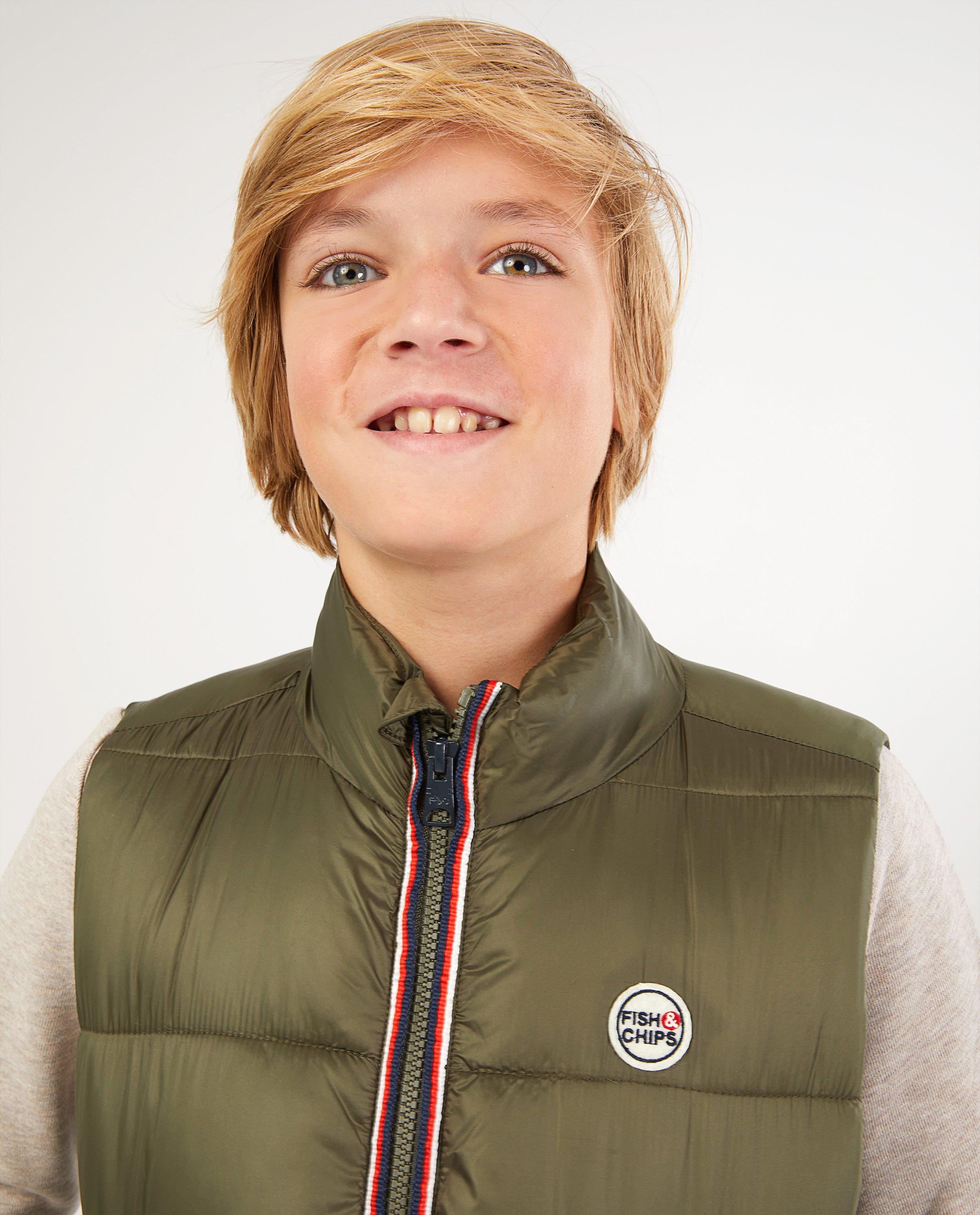 Veste sans manches verte en faux duvet - D&eacute;tails du produit - bleu fonc&eacute; - image num&eacute;ro 4