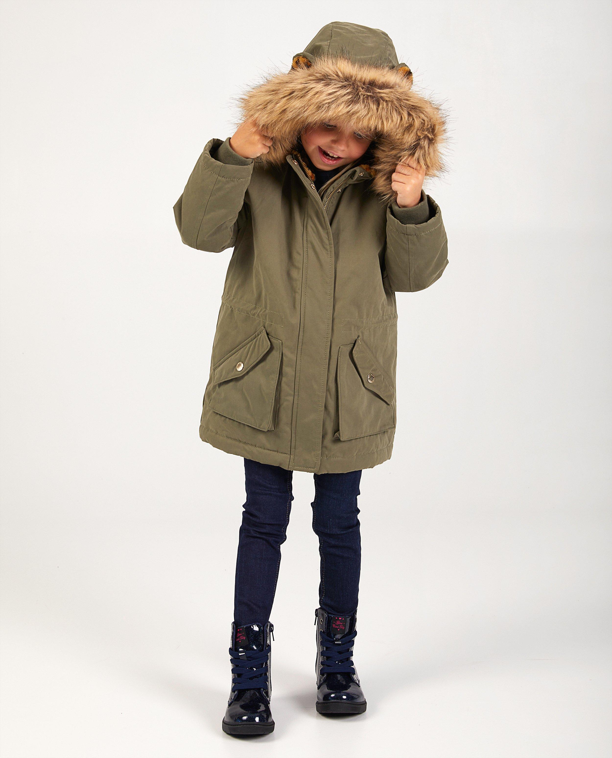 Parka verte avec col en fourrure - fausse fourrure - JBC