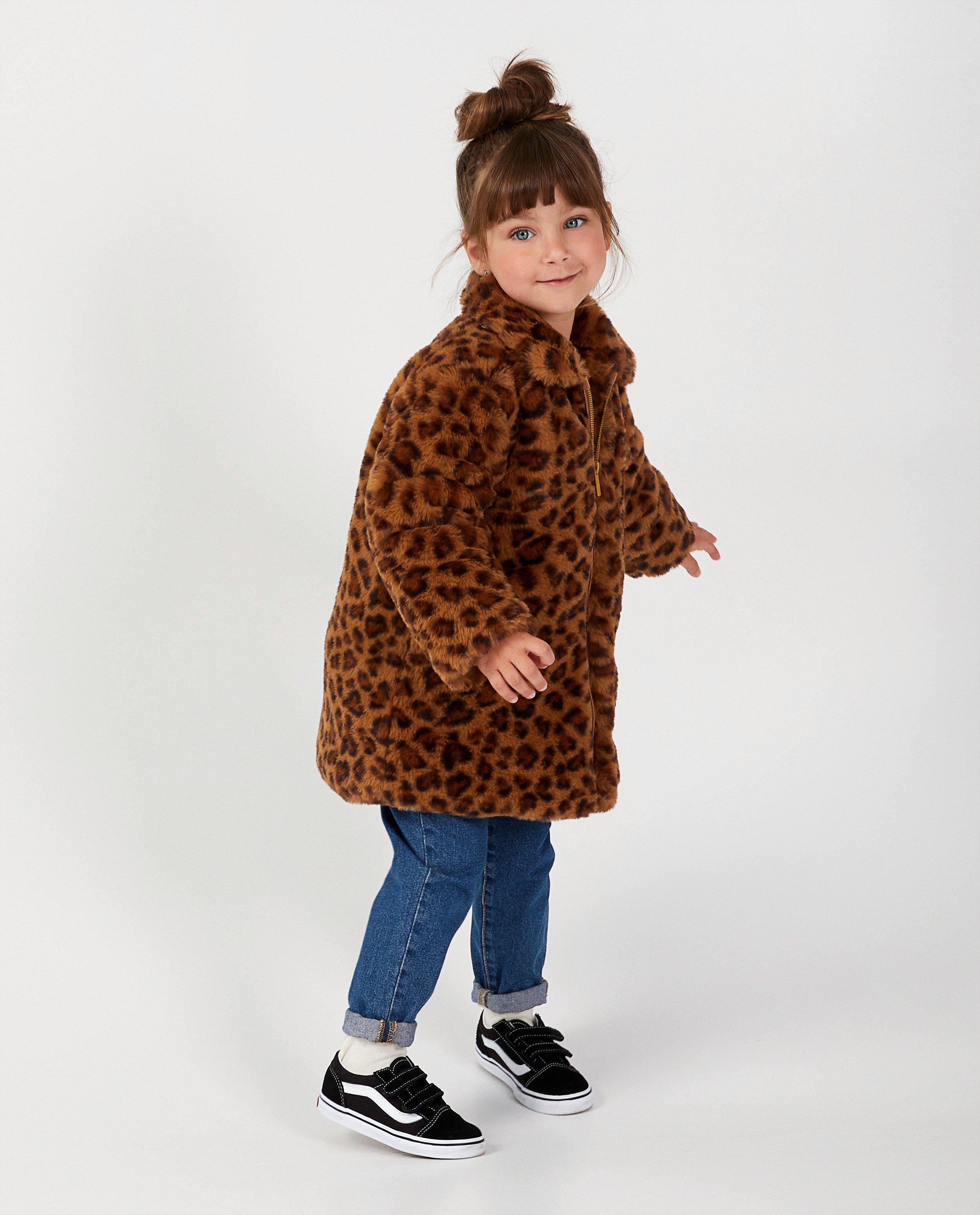 Faux fur jas met luipaardprint - allover - JBC