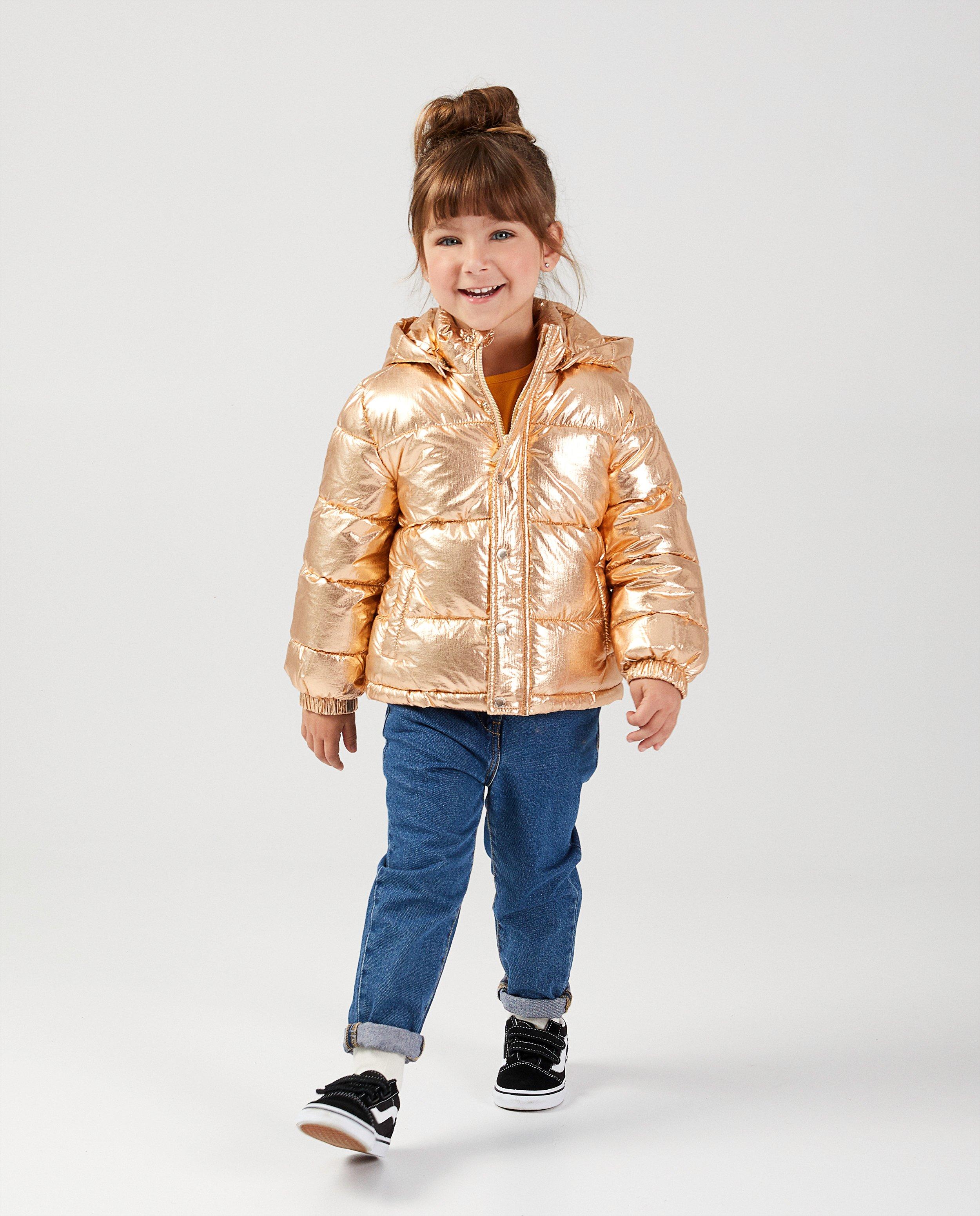 Manteau rose métallique en fausse fourrure - avec polaire - JBC
