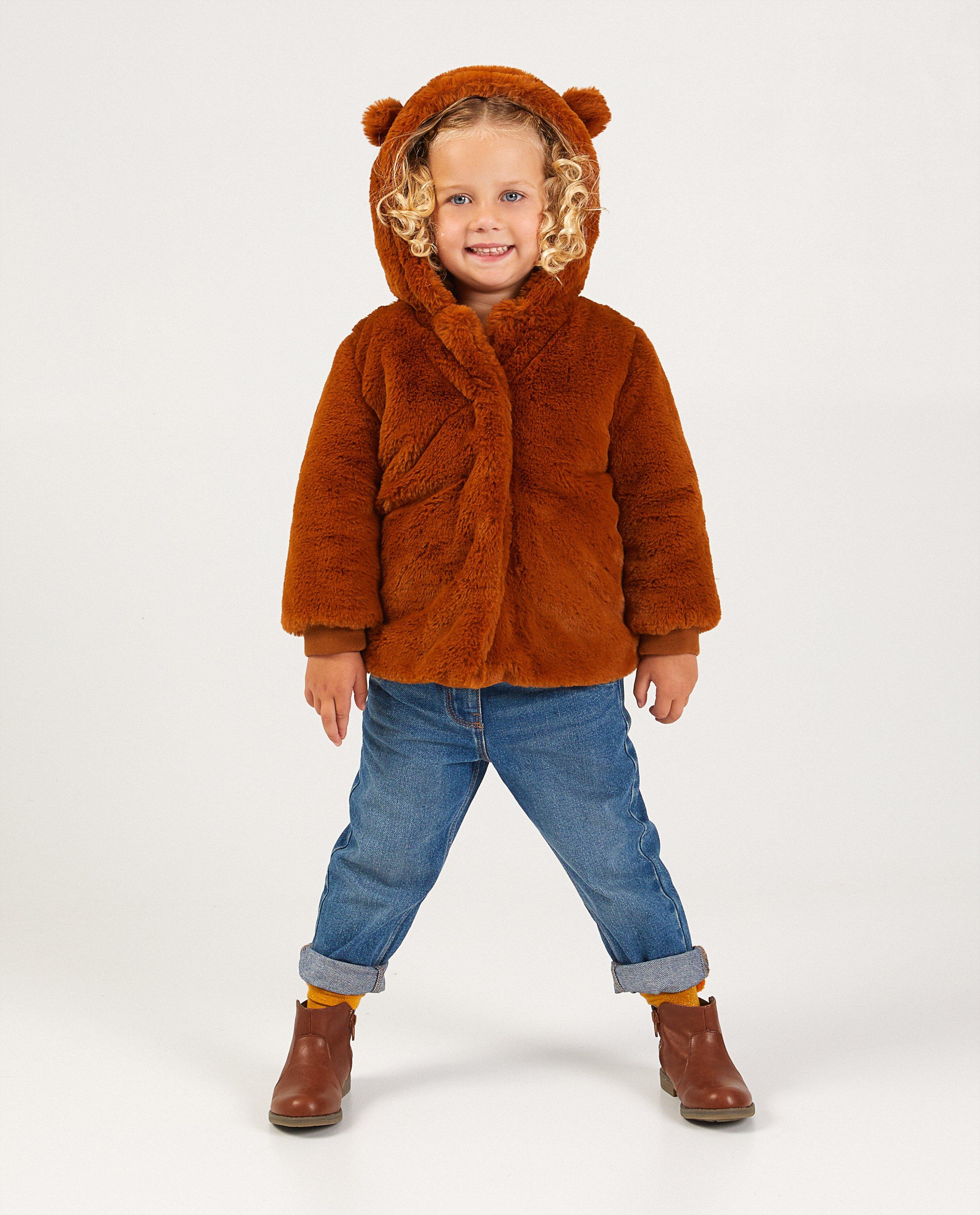Bruine jas met oortjes - faux fur - JBC
