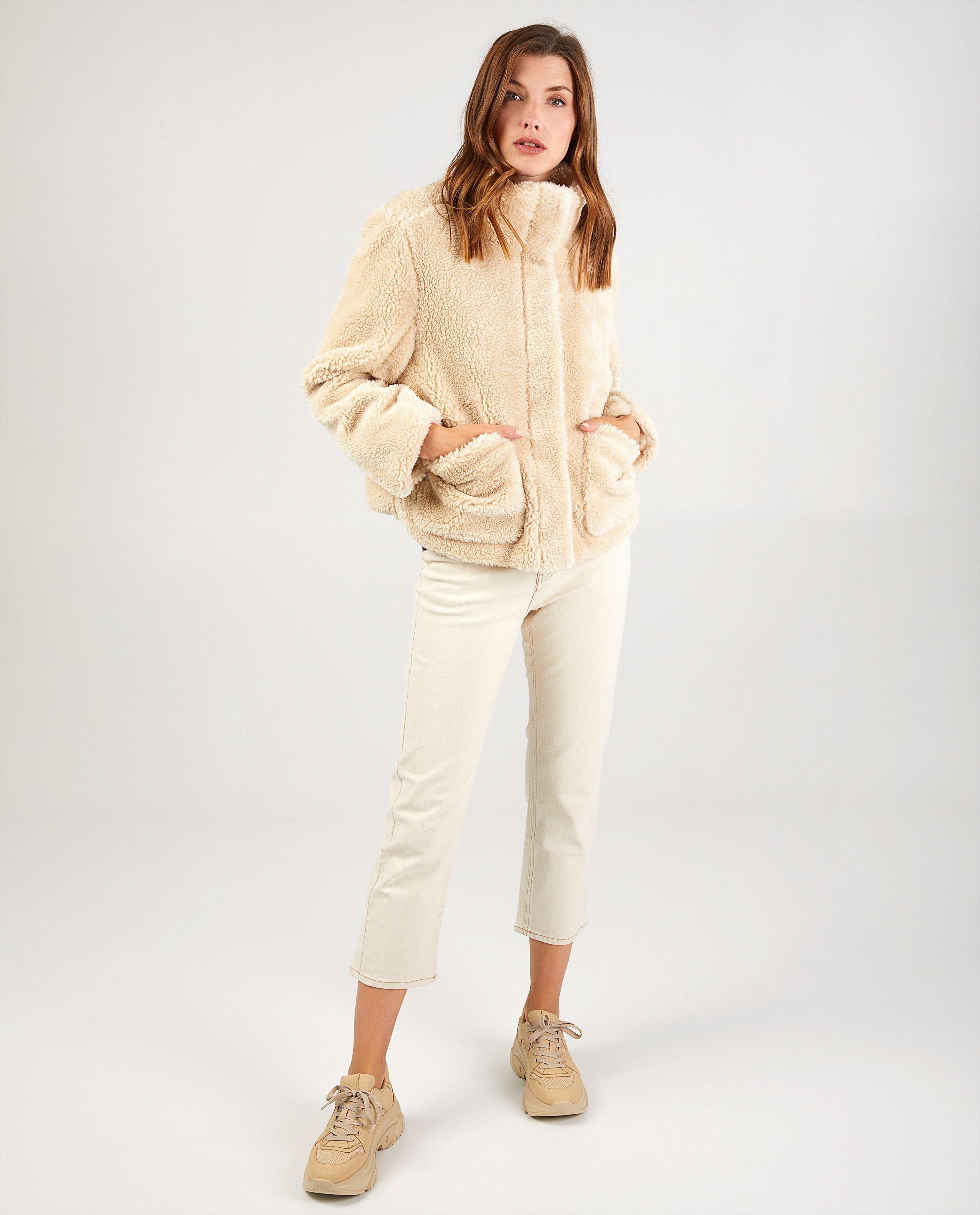 Beige teddy-jas Sora - allover - Sora