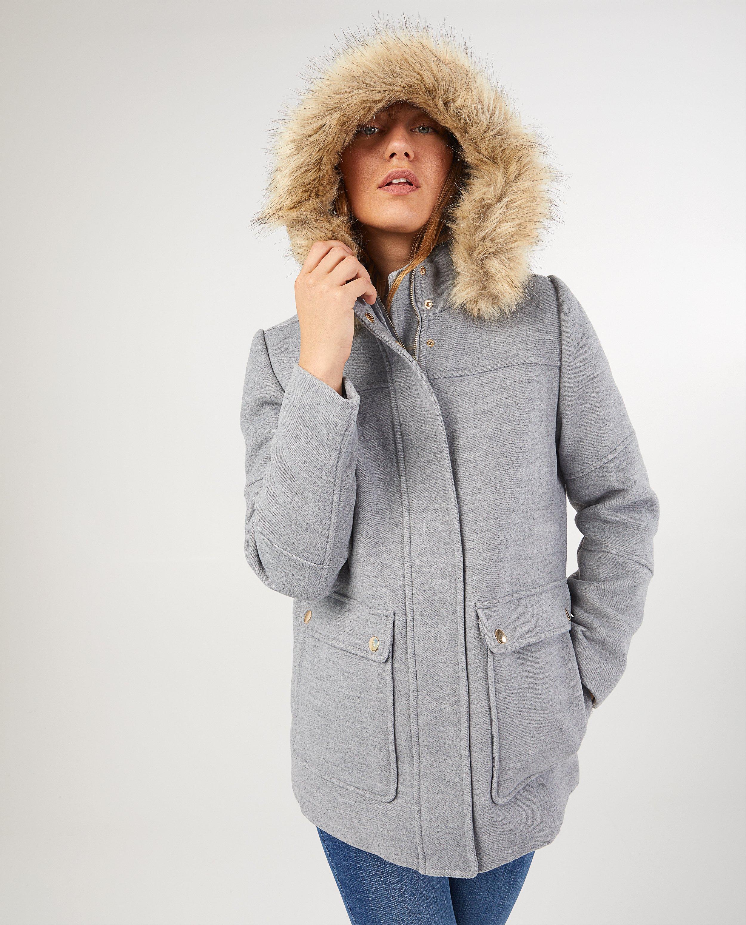 Manteau d hiver en laine Sora avec fausse fourrure Sora JBC Belgique Belgique