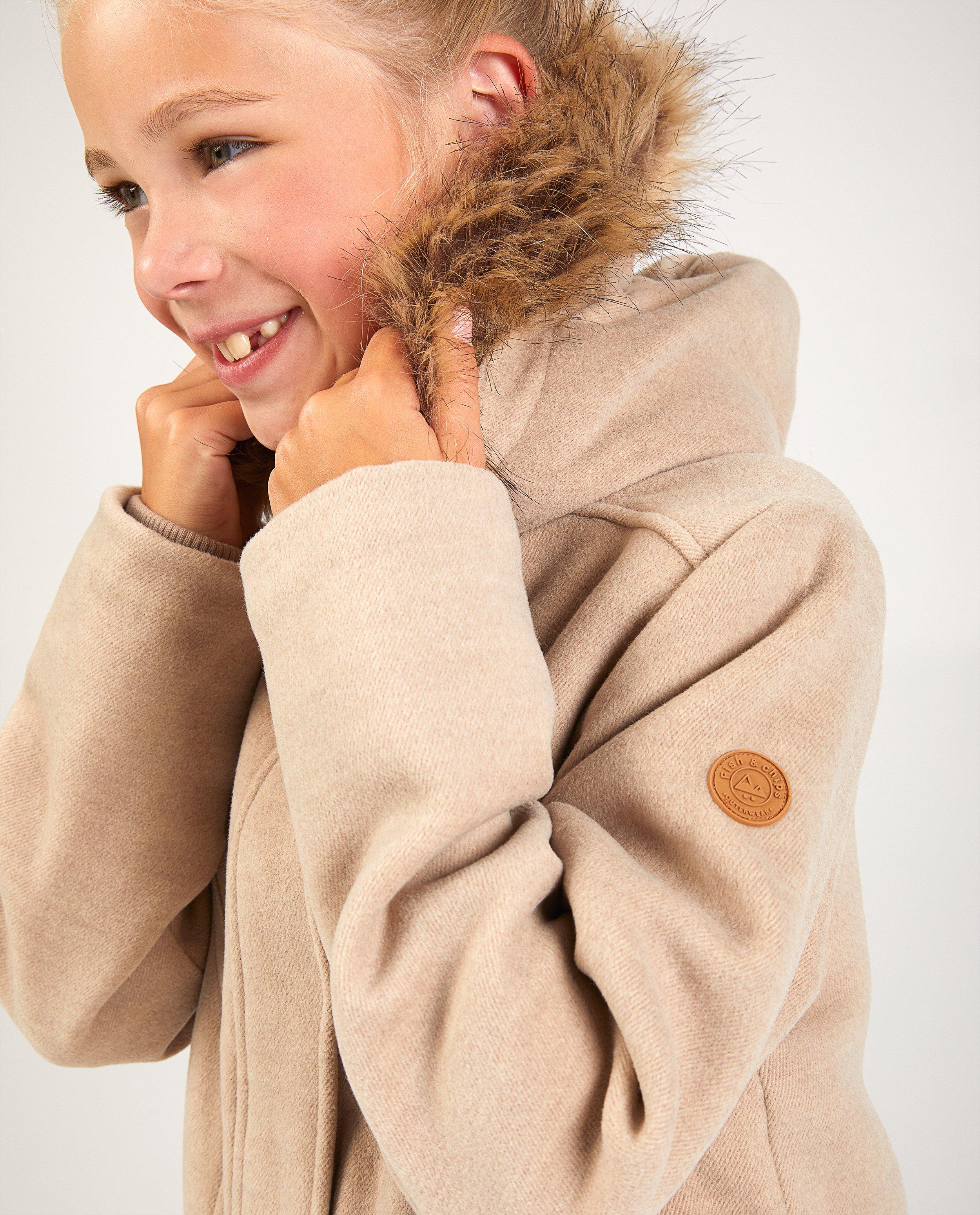 Manteau beige avec col en fausse fourrure - D&eacute;tails du produit - beige clair - image num&eacute;ro 4