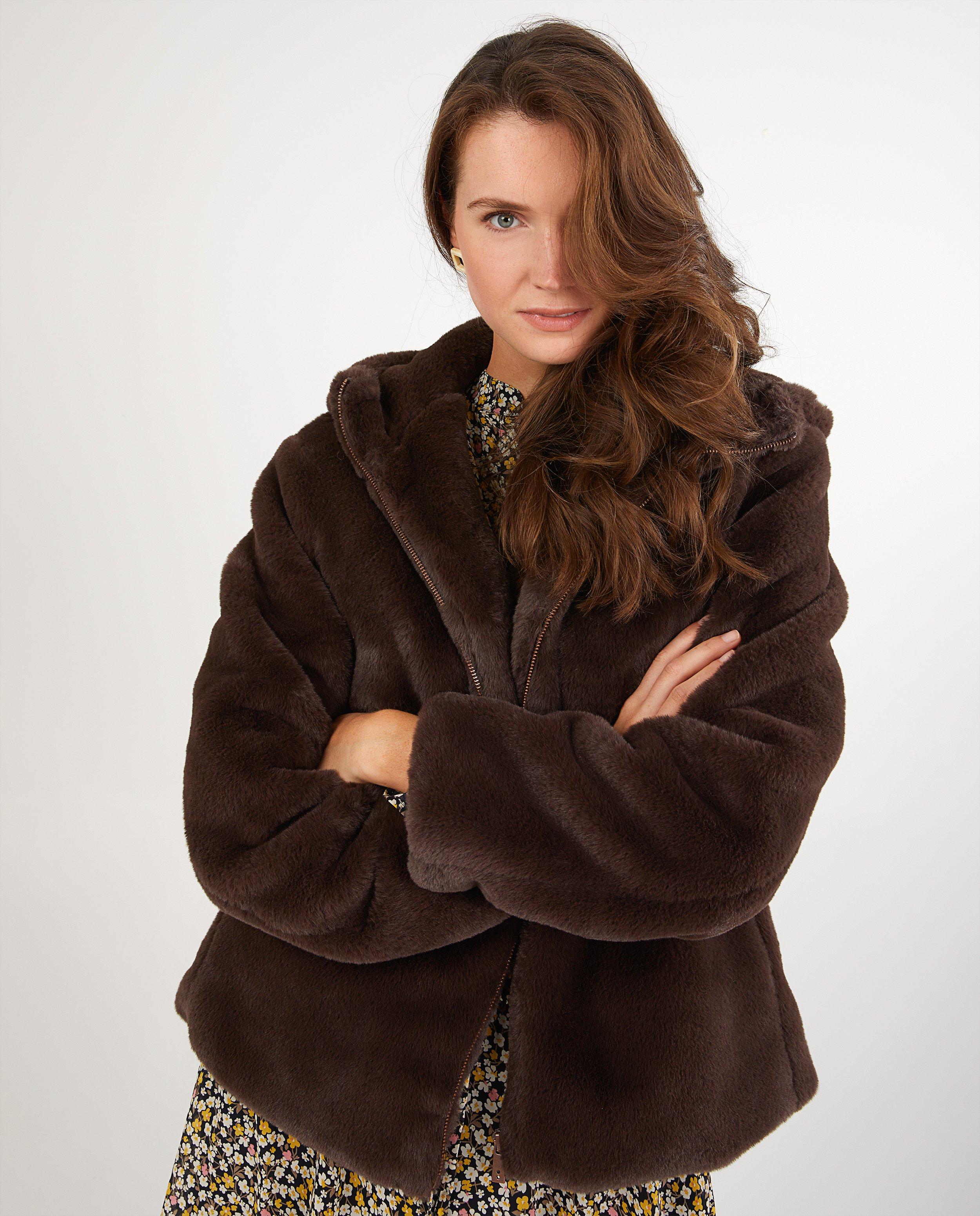 Zwarte jas van fake fur Sora - Product Detail - donkerbruin - afbeelding nummer 2