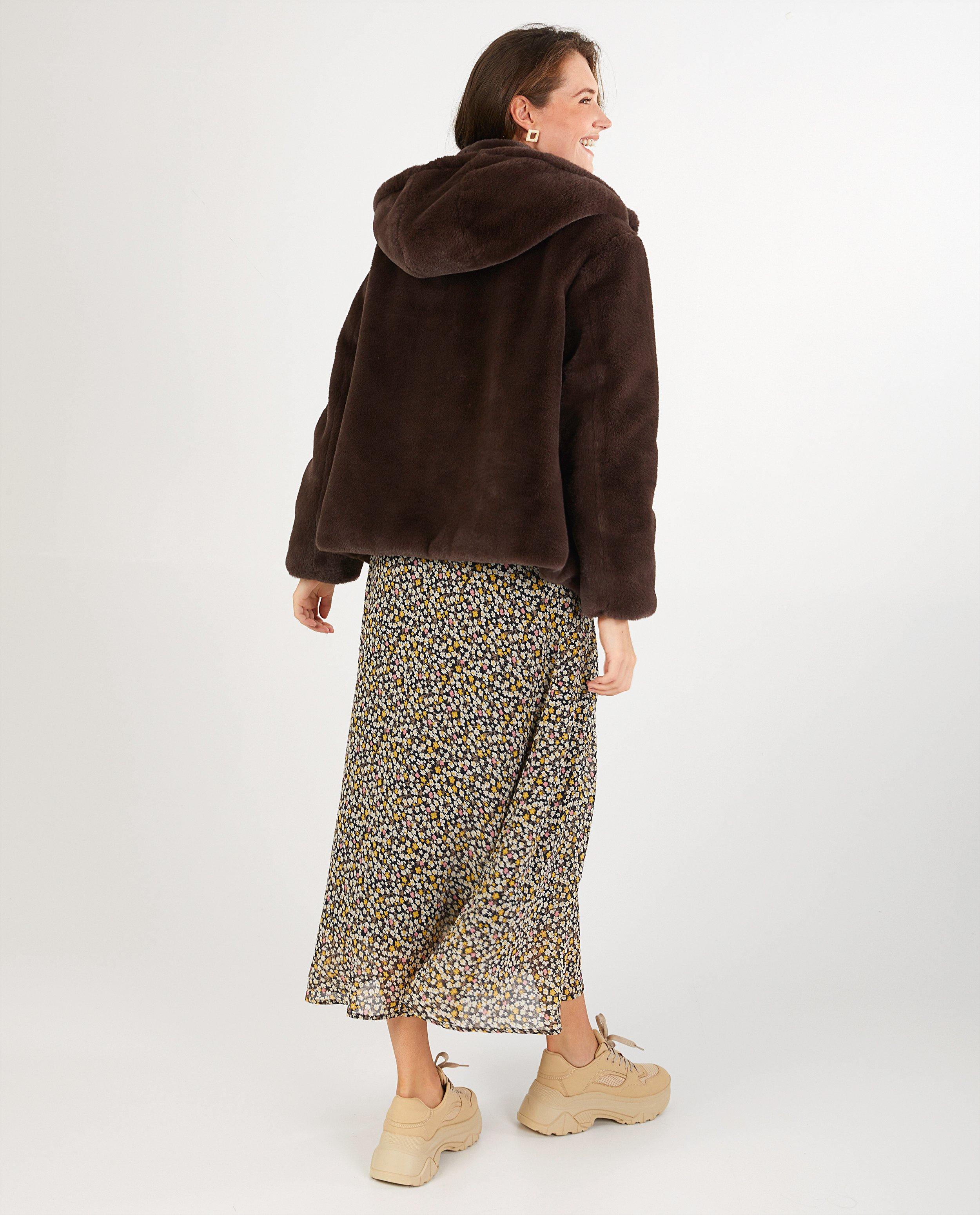 Zwarte jas van fake fur Sora - Product Detail - donkerbruin - afbeelding nummer 3