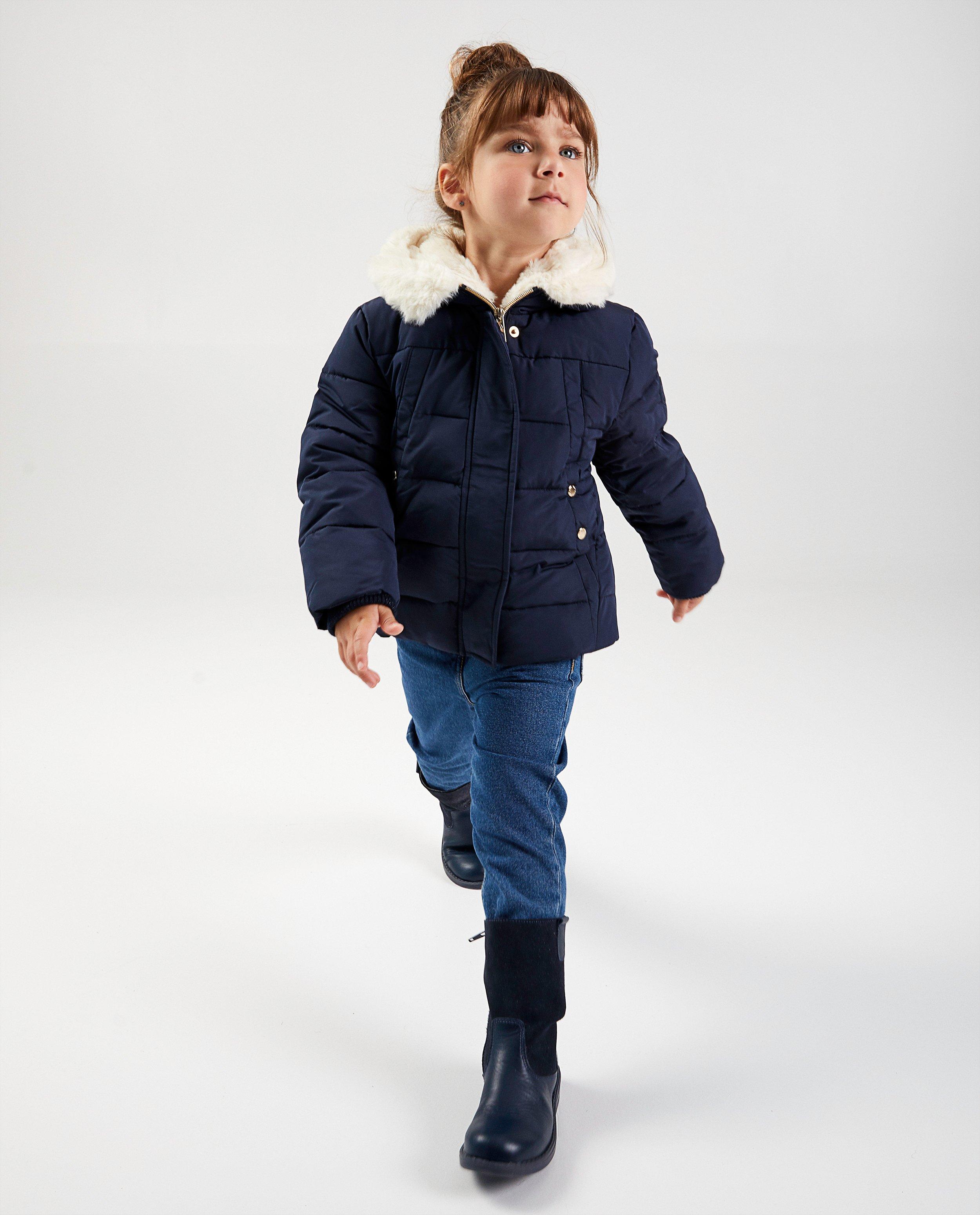 Manteau bleu foncé avec fausse fourrure - imperméable - JBC