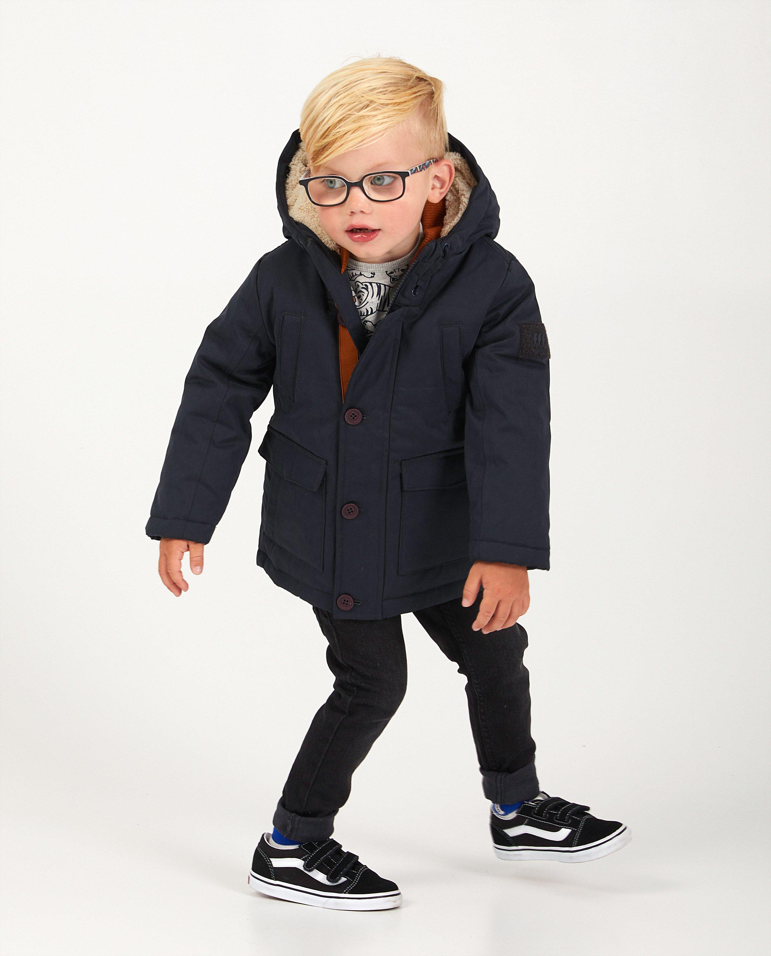 Blauwe parka met teddy - waterafstotend - JBC